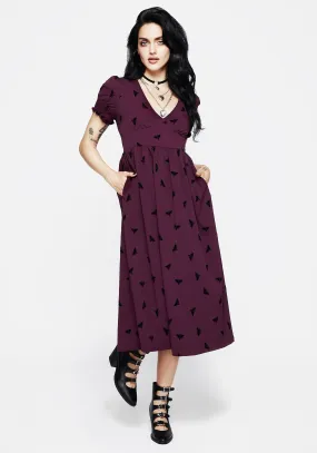 Styx Moth Flocked Velour Print Midi Dress Peace View