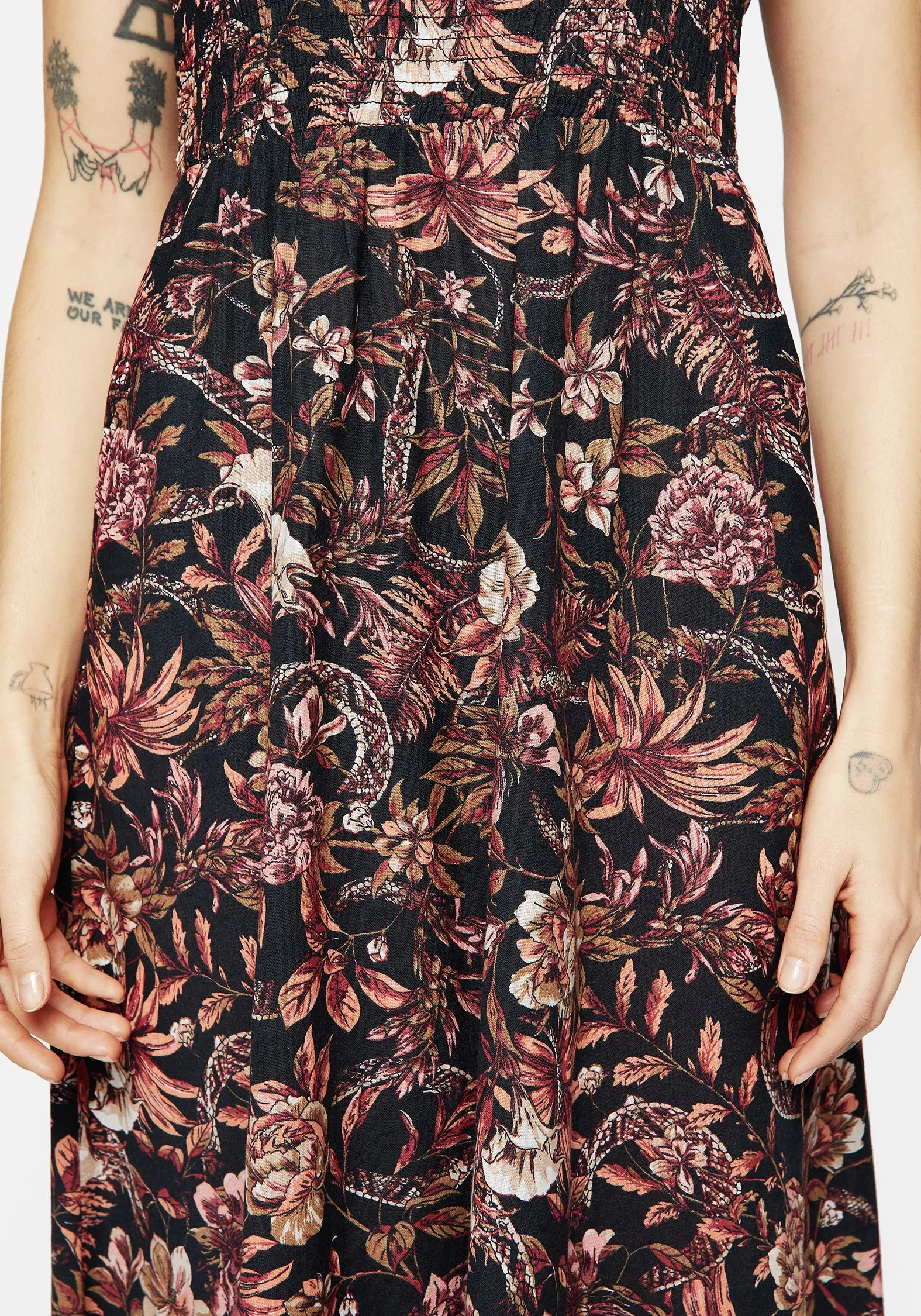 Bashe Cotton Floral Snake Print Midaxi Dress Retro Mood