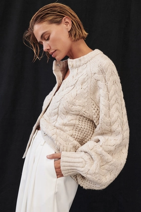 TOM CHALK CABLE KNIT CARDIGAN Versatile Layers Moisture Wicking Technology