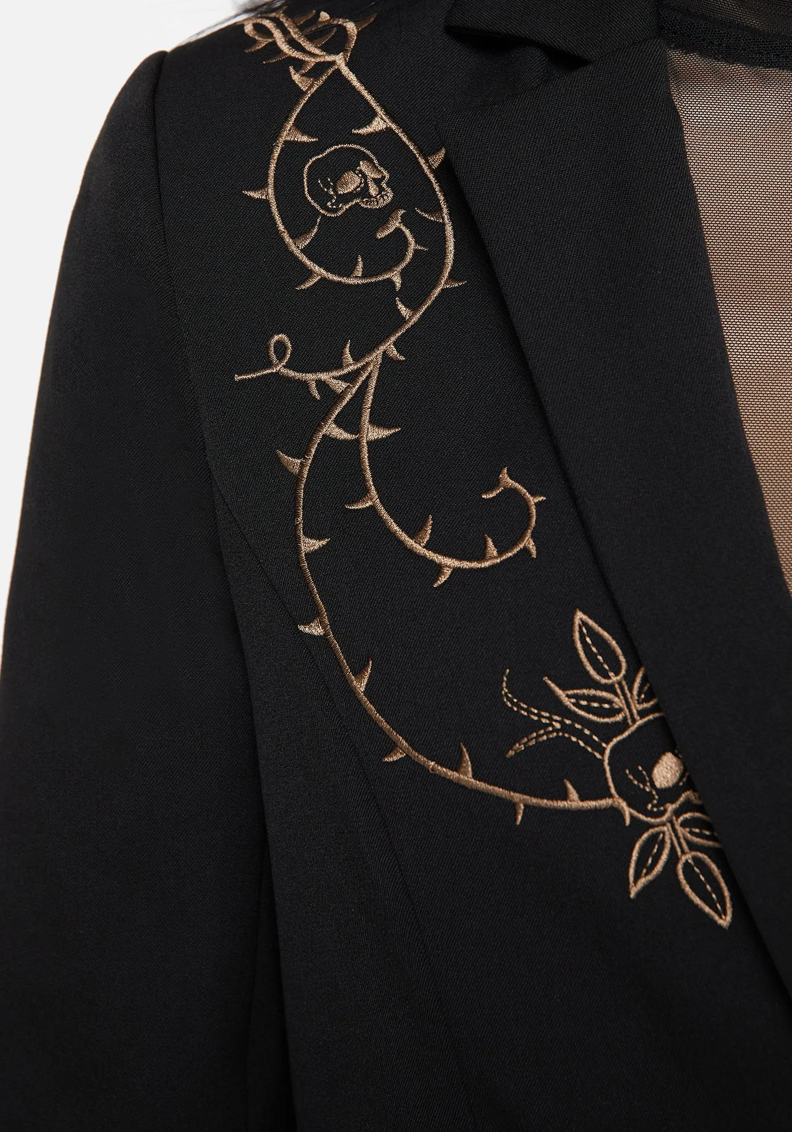 Vanitas Thorn Embroidered Crop Blazer Stylish
