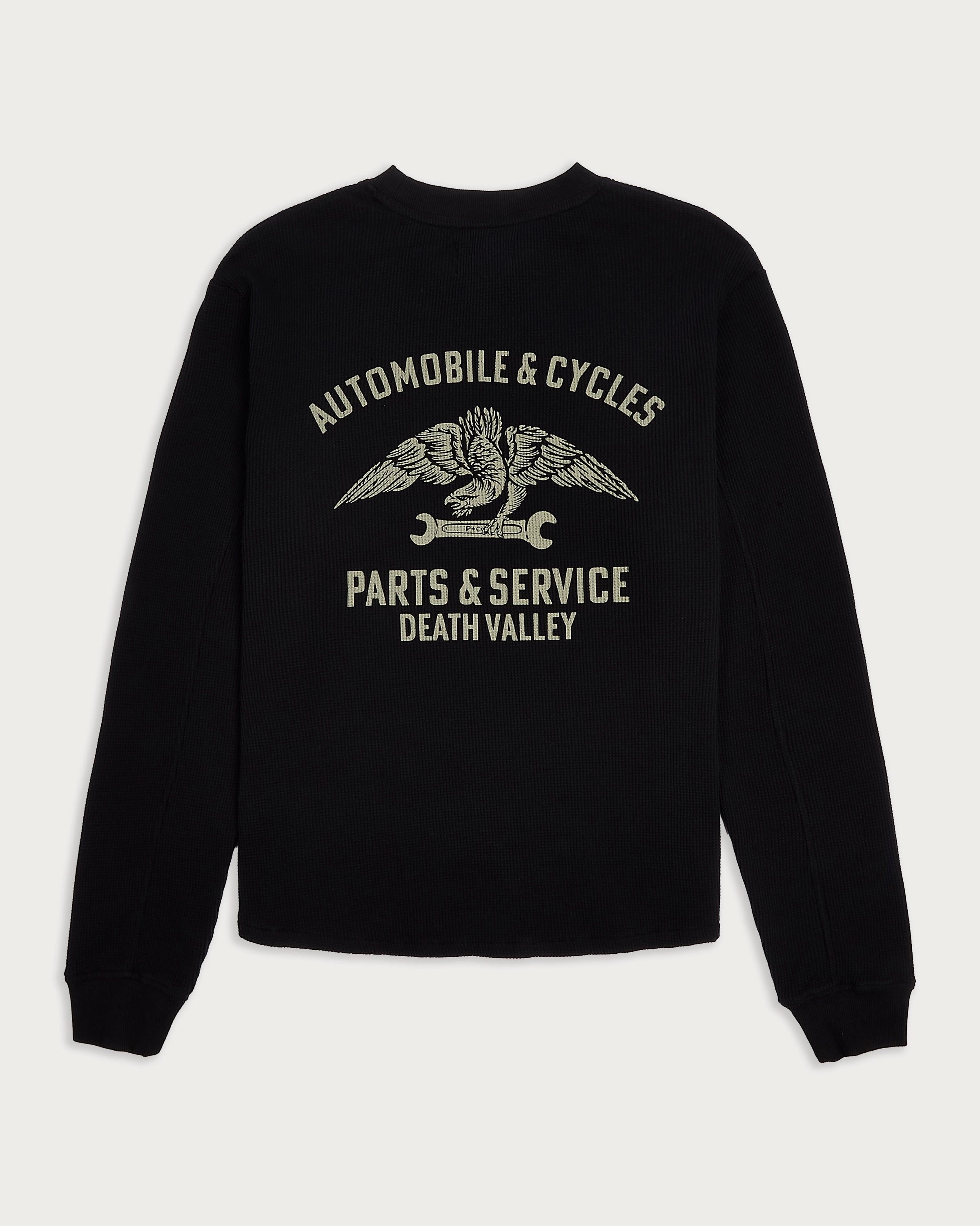 Parts & Service Waffle Longsleeve - Washed Black Soft Touch