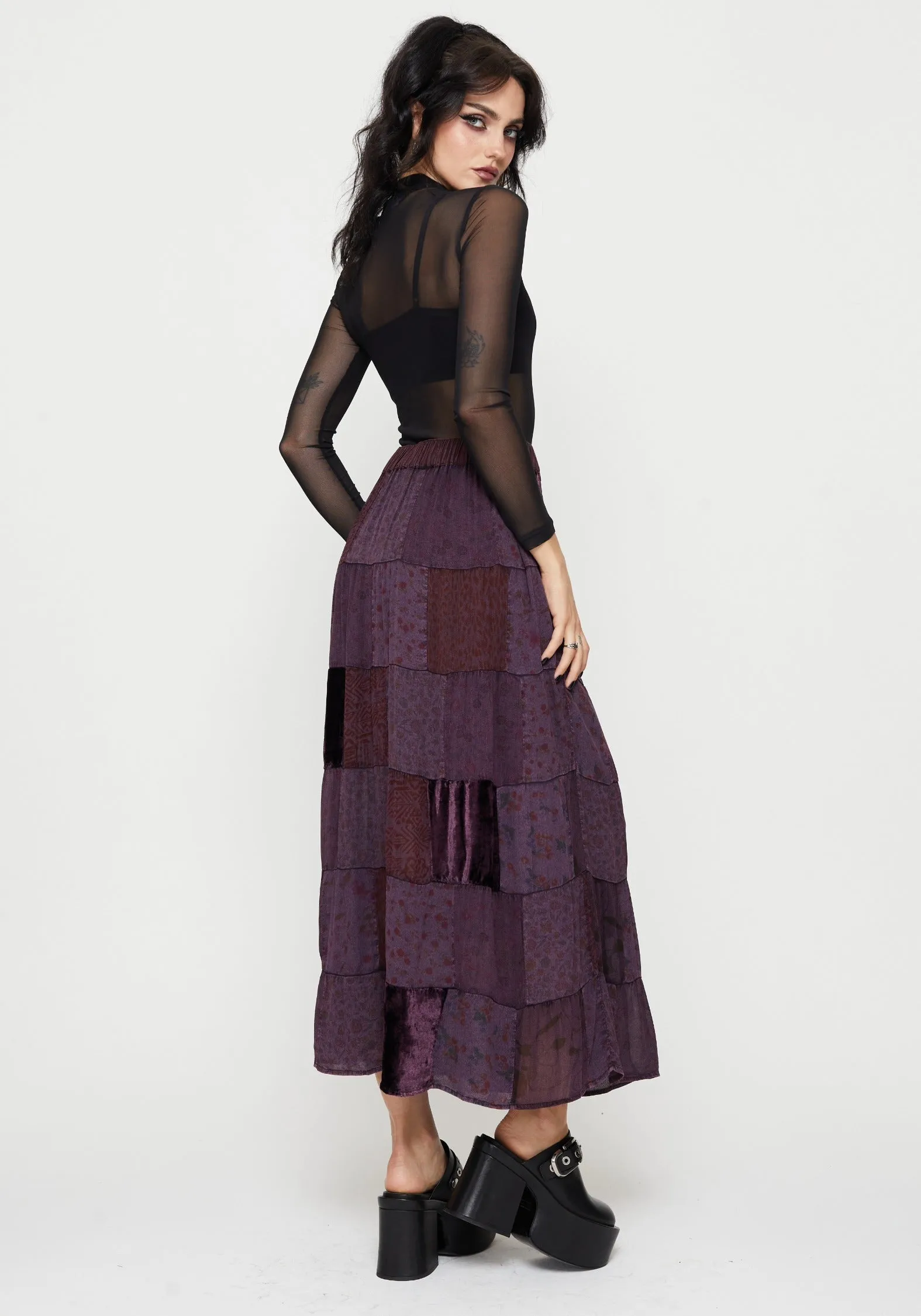 Stylist Pick Water Repellent Mabel Floral Printed Patchwork Maxi Skirt