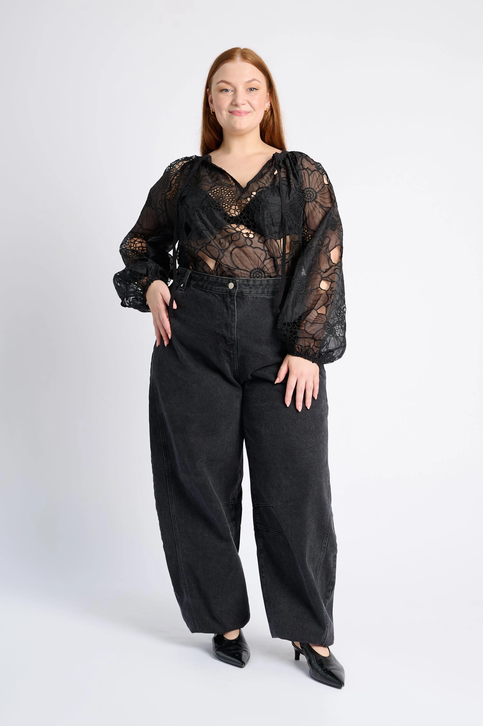 Tunic Blouse in Embroidered Organza Quick Access Zipper ZeroWaste Pattern