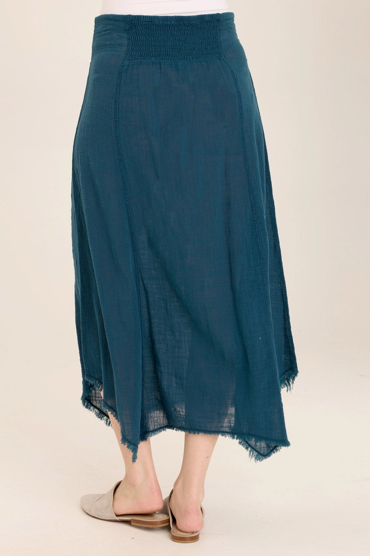 Odor Resistant Treatment Sleek Comfort Zuri Gauze Handkerchief Casual Midi Skirt