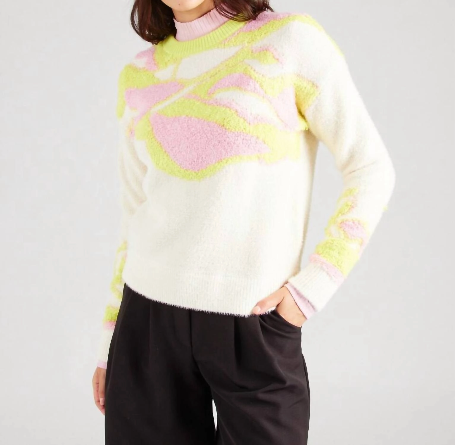 Maeko Sweater In Creme Hygroscopic Fiber Blend Classic Knit Design
