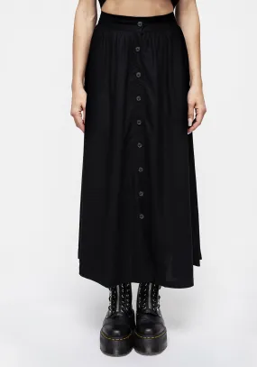Gentle Wear Maidenhair Button Down Midi Skirt - Midnight Black