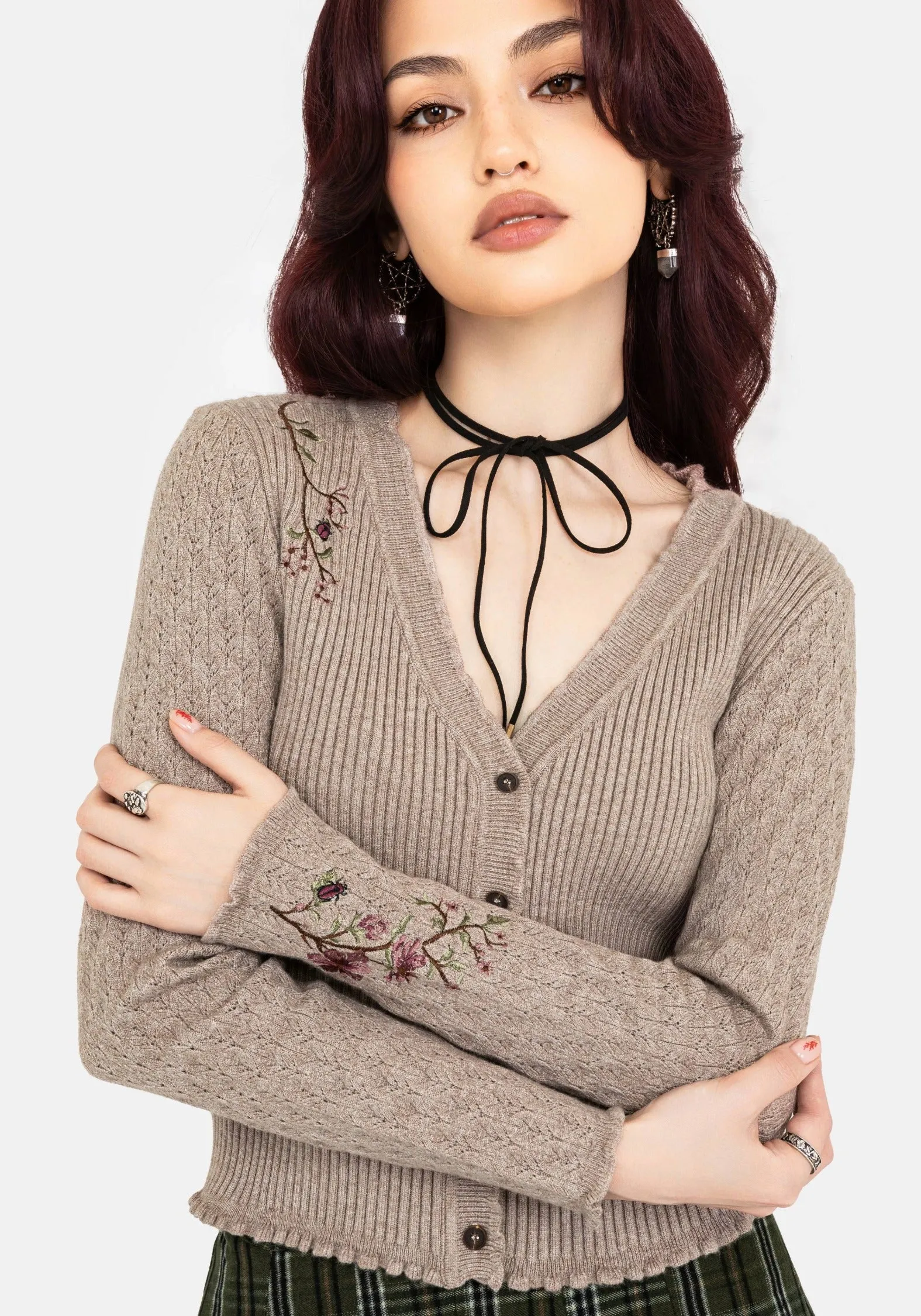 Tantra Floral Beetle Embroidered Cardigan Zip - up