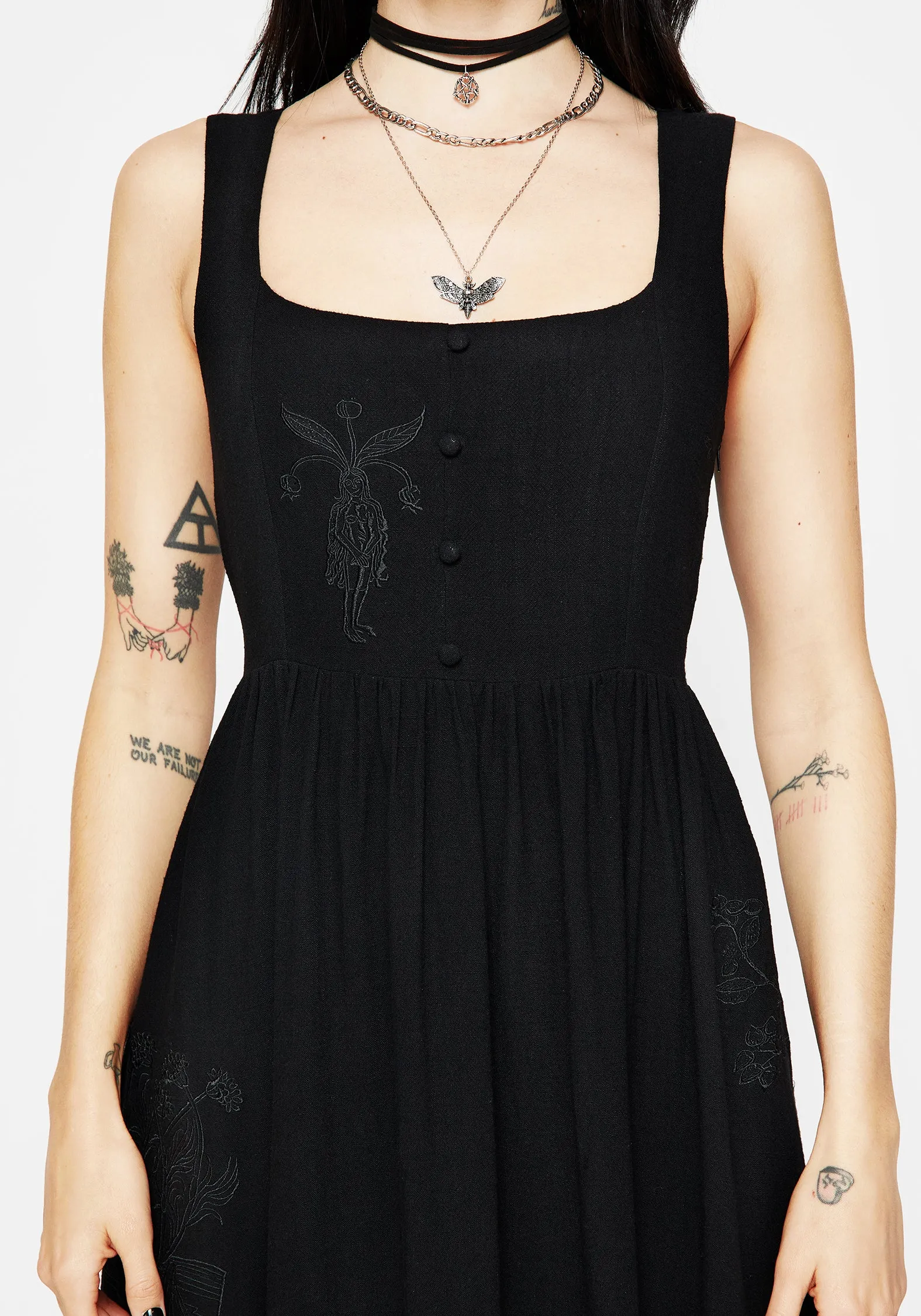 Mandrake Linen-Blend Embroidered Midi Dress Outdoor Style Polished Wear
