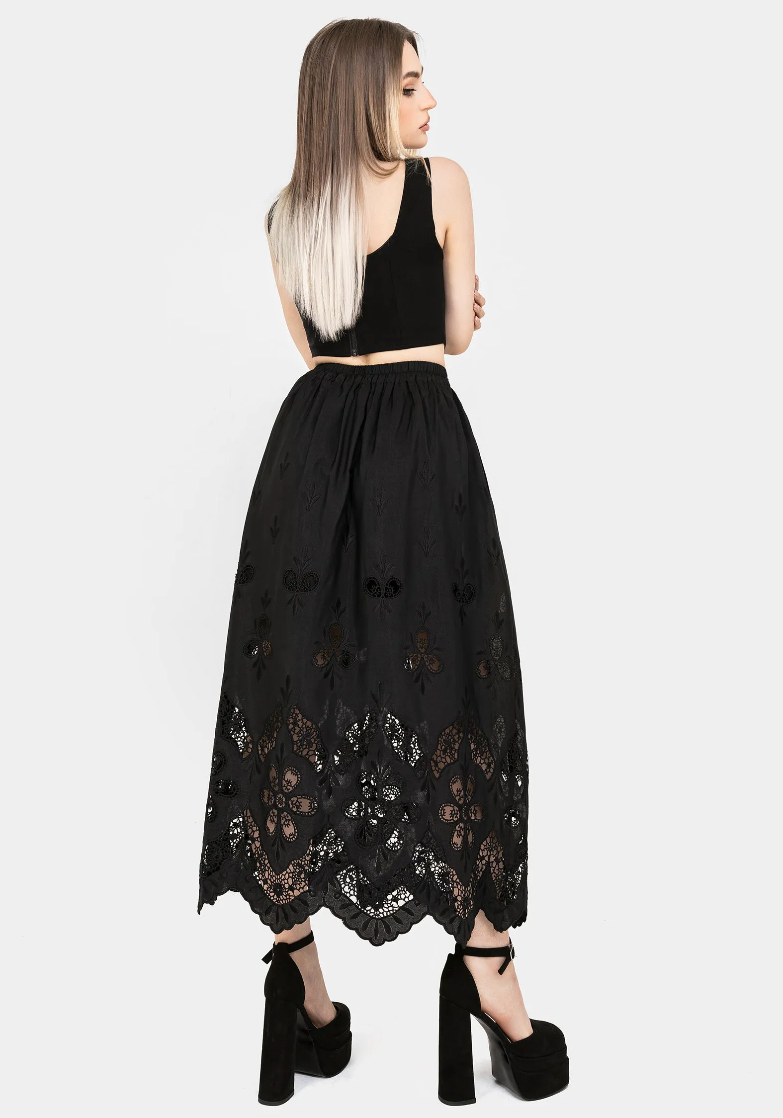Fast fashion Maple Broderie Hem Maxi Skirt
