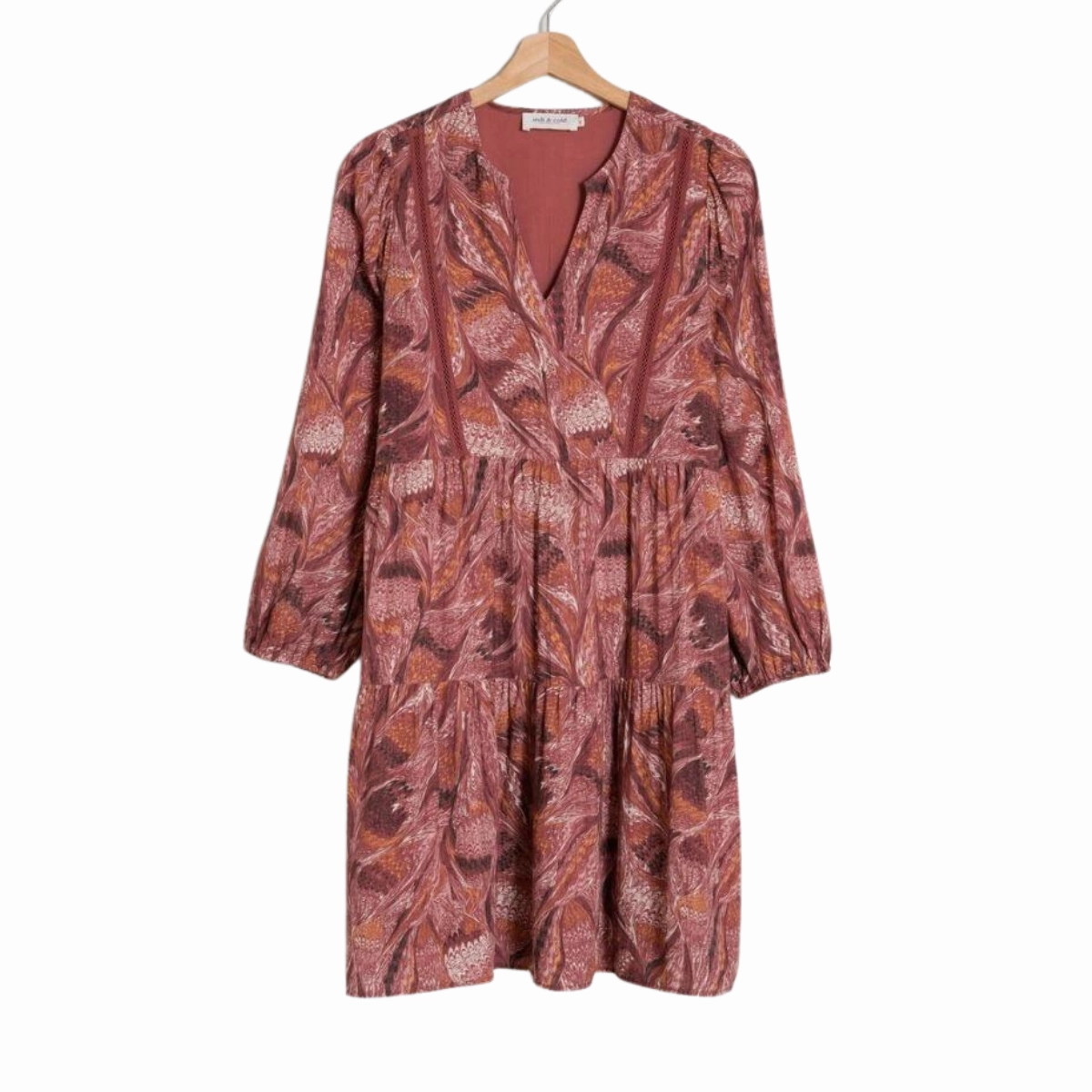 Soft Weave Transitional Style Marble Print Short Dress