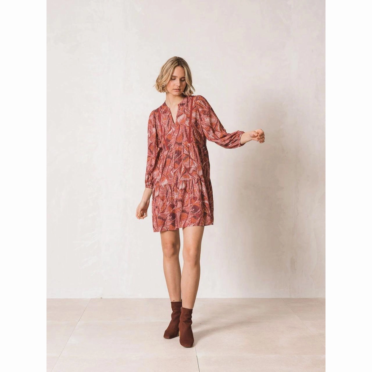 Marble Print Short Dress Breeze Grace