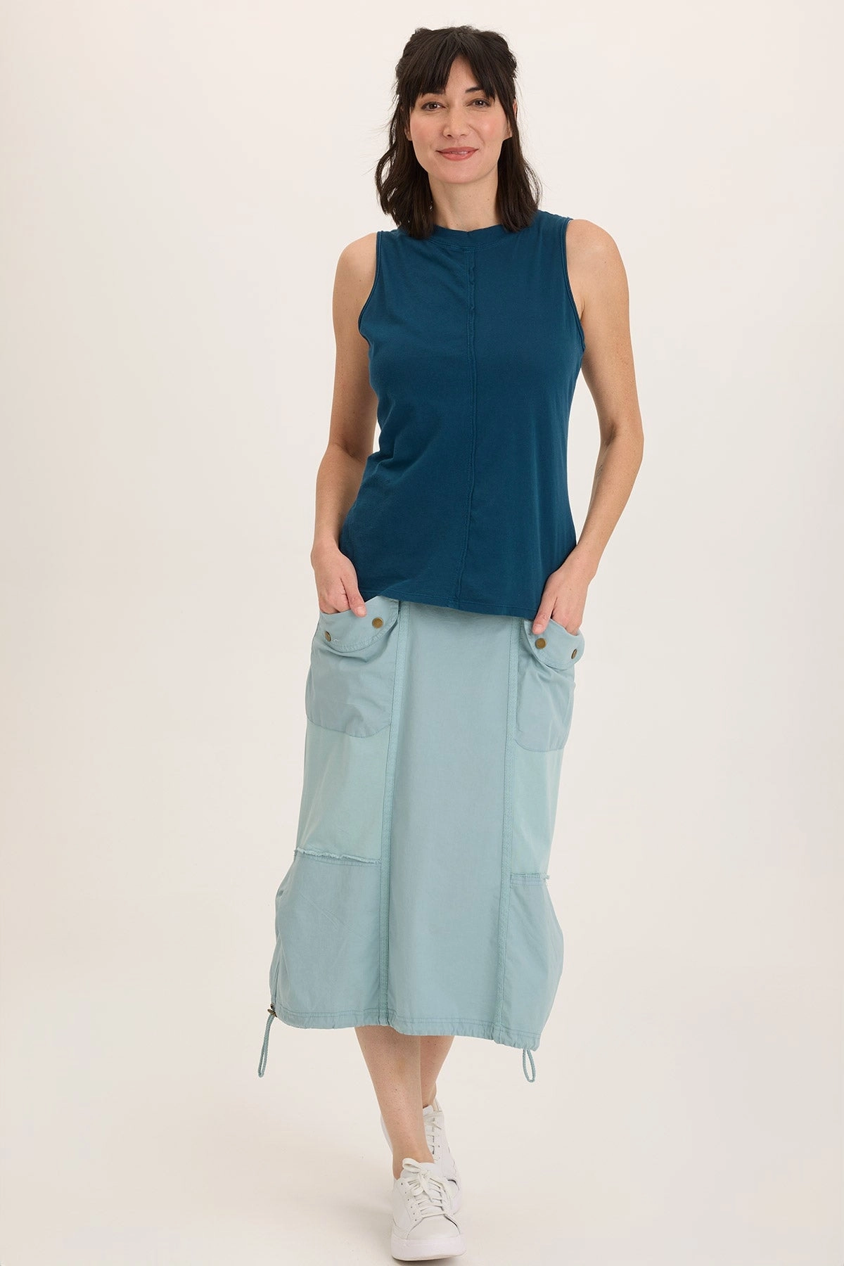Marconi Cargo Cinch Bubble Hem Midi Skirt Light Moodboard