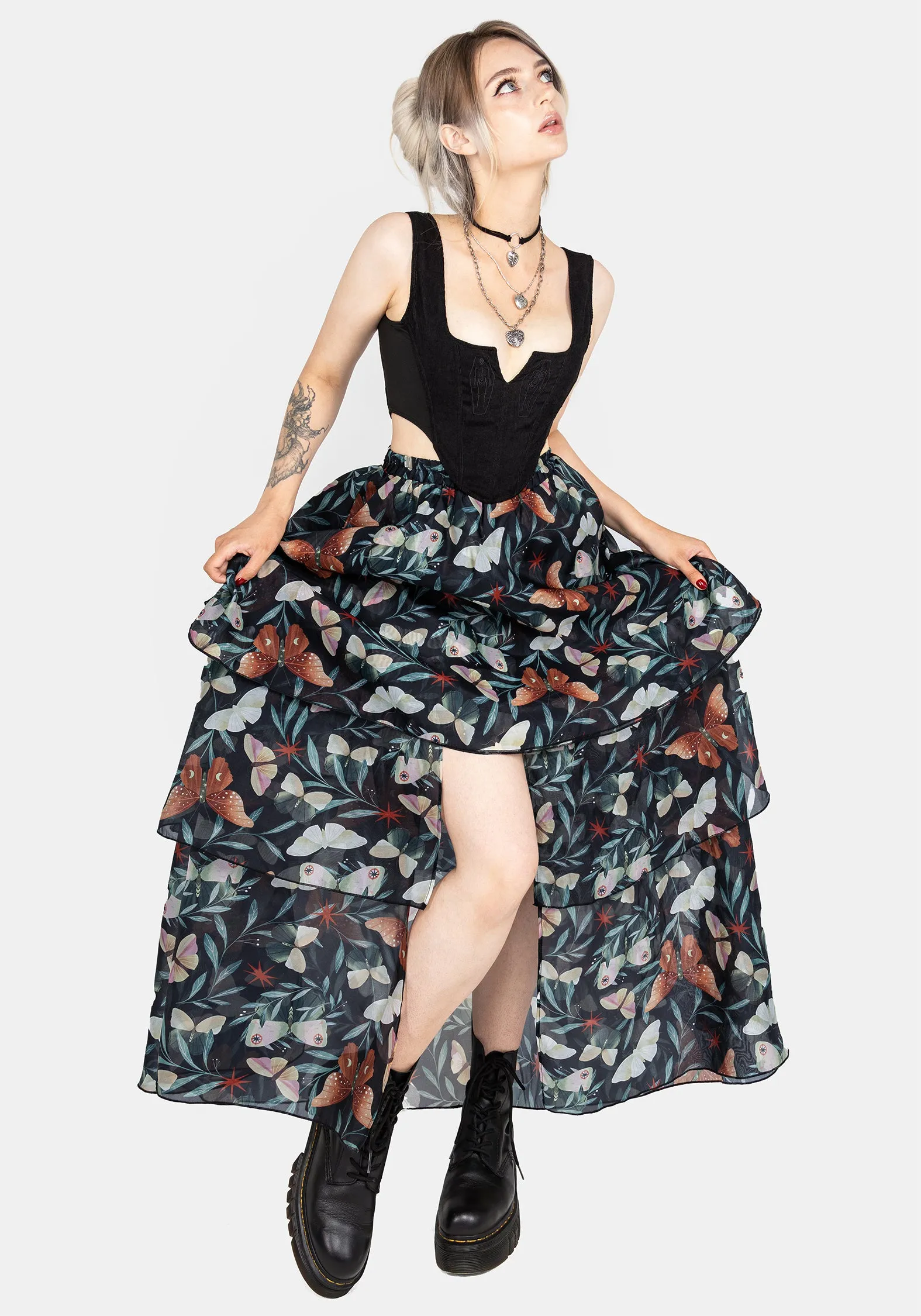 Elegant Feel Mariposa Split Tiered Organza Skirt