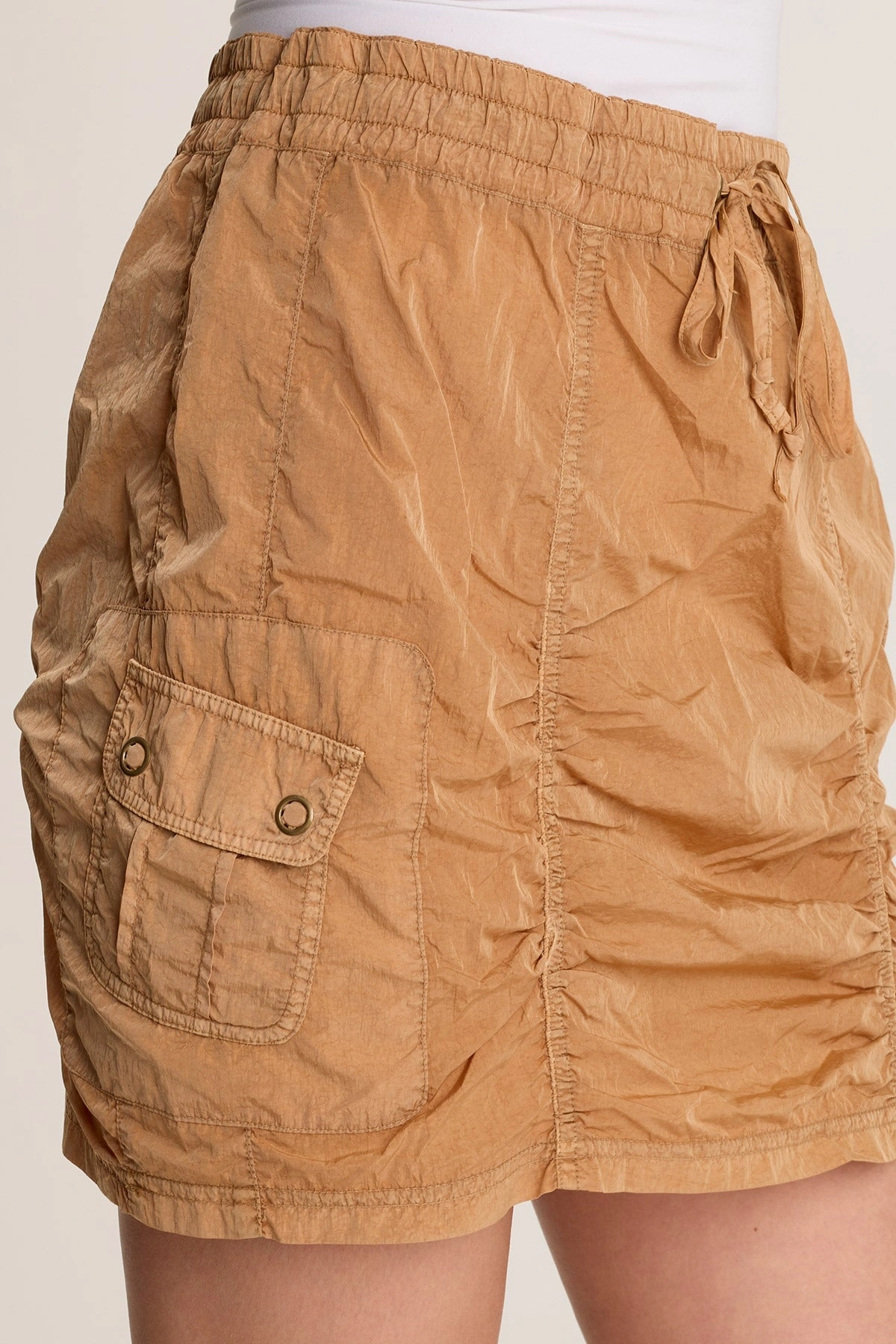 Marley Ruched Sporty Cargo Mini Skirt Hand Stitched