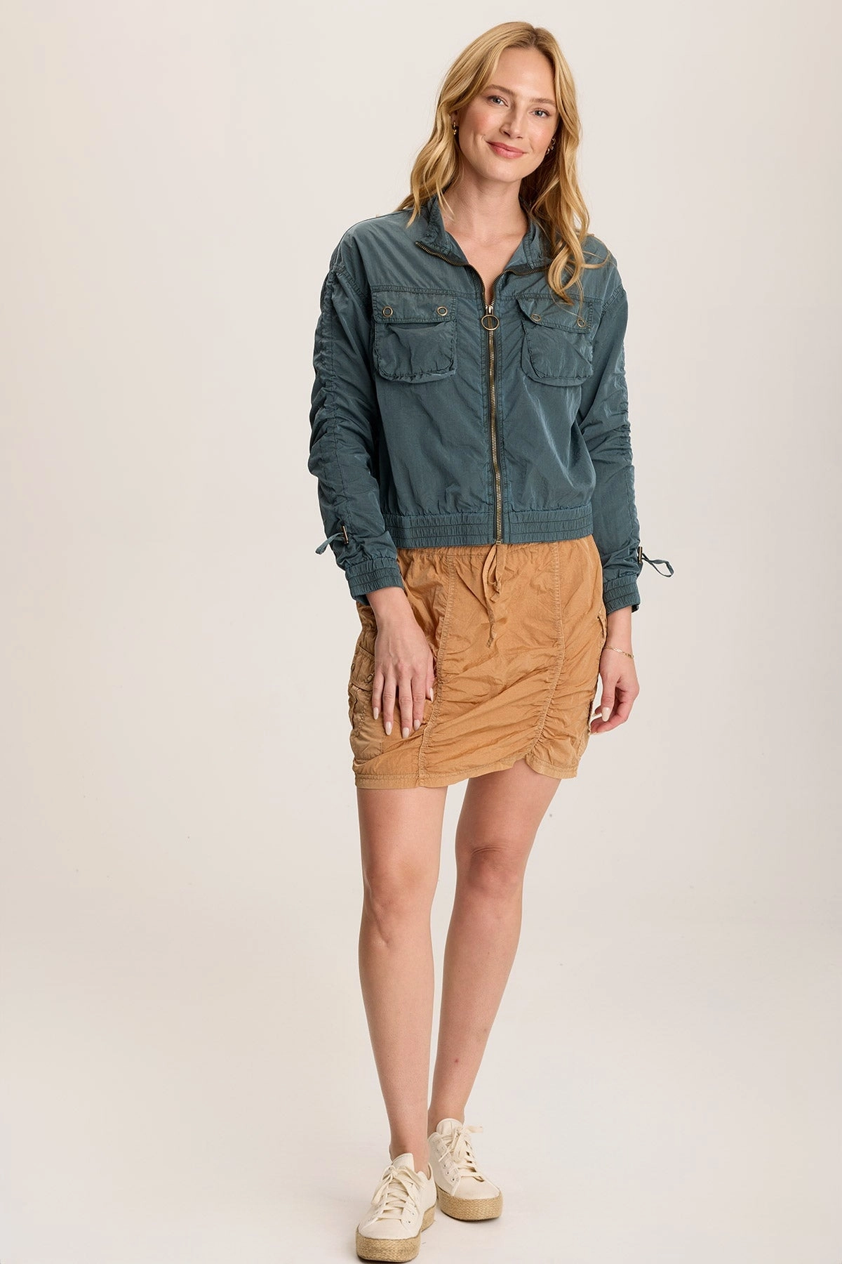 Marley Ruched Sporty Cargo Mini Skirt Winter Staple Light Fabric