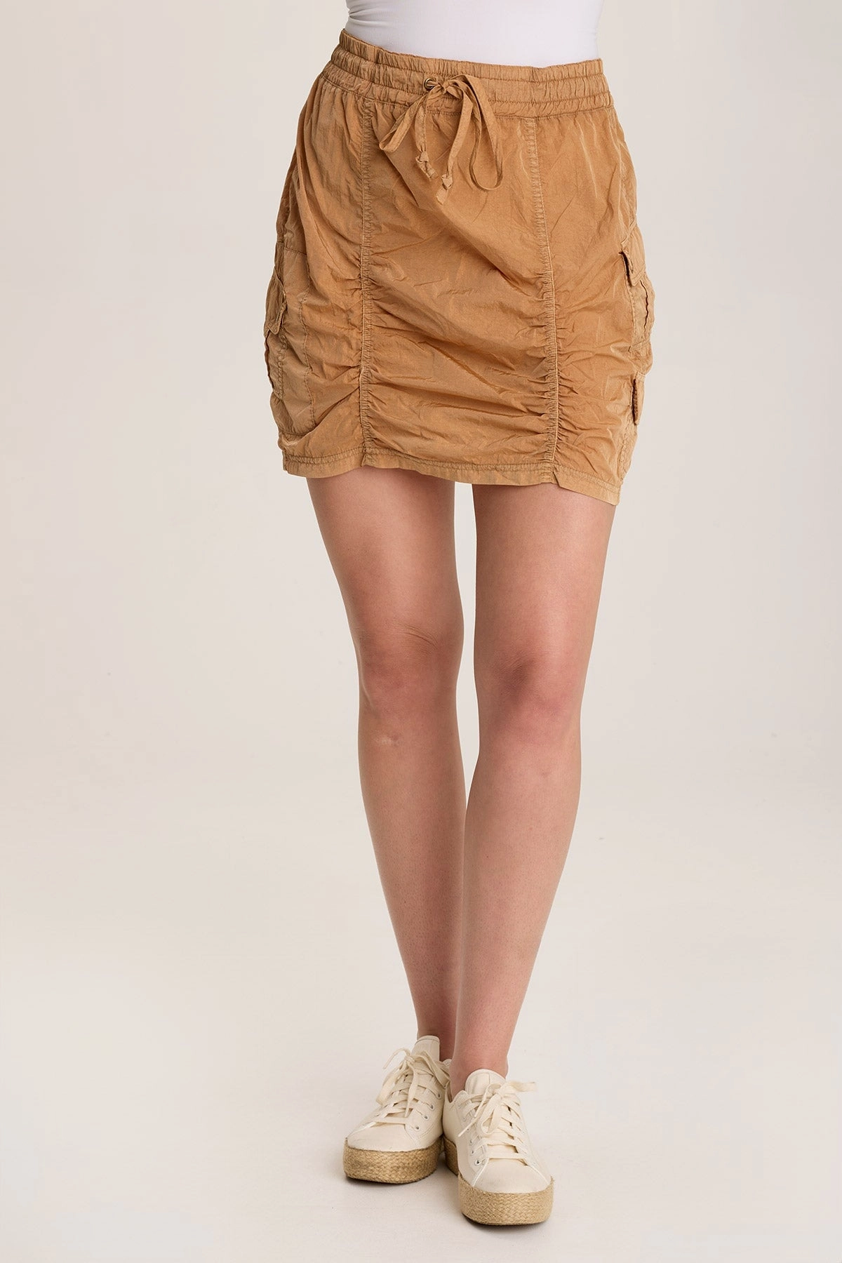 Marley Ruched Sporty Cargo Mini Skirt Modern Details