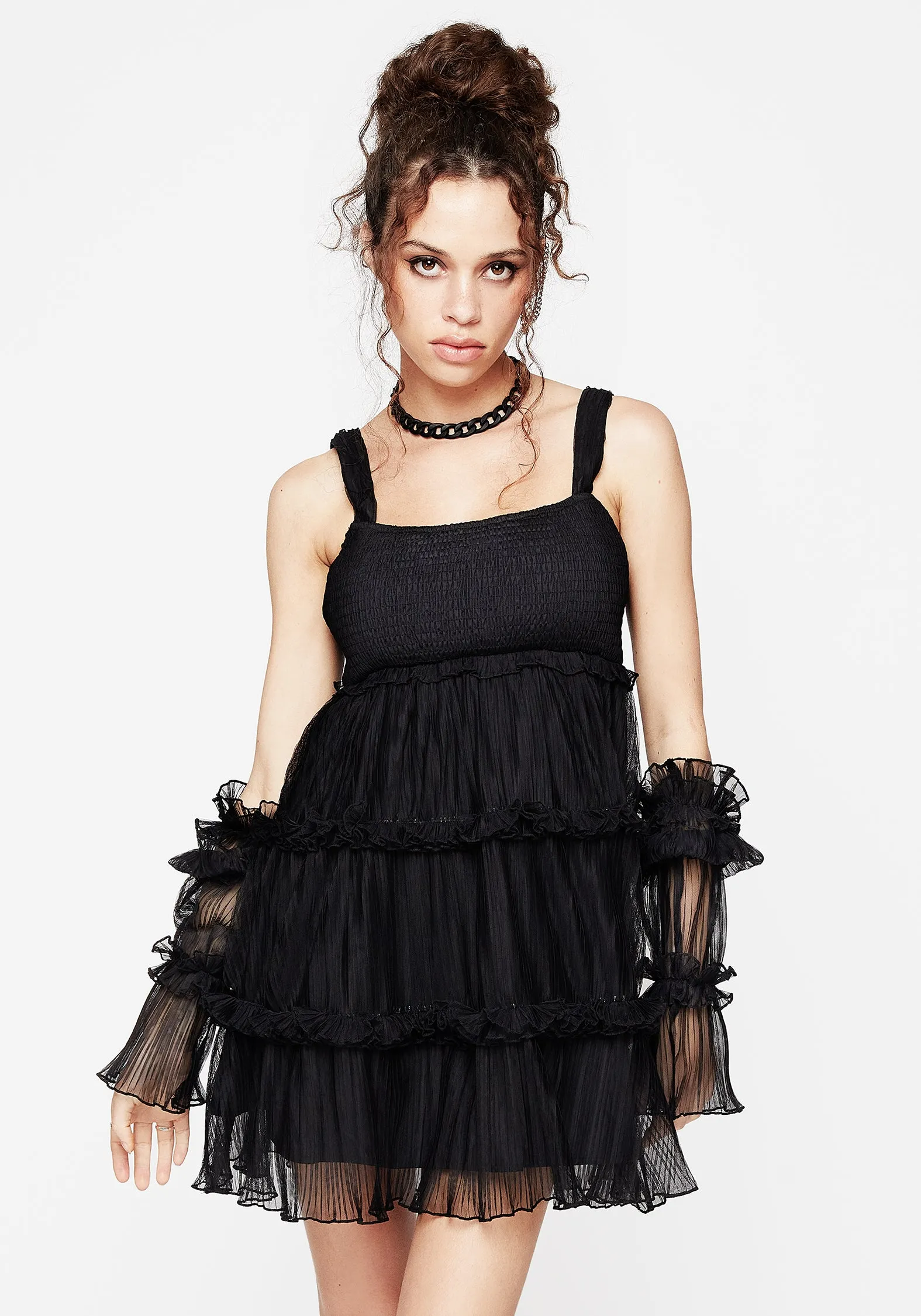 Marquise Crinkle Cami Mini Dress with Sleeves Travel Essential