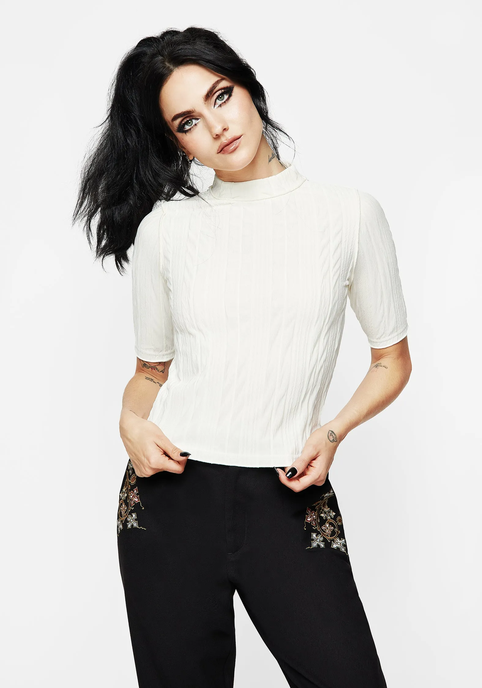 Marsh Lettuce Hem Jersey Crop Top NeutralPalette