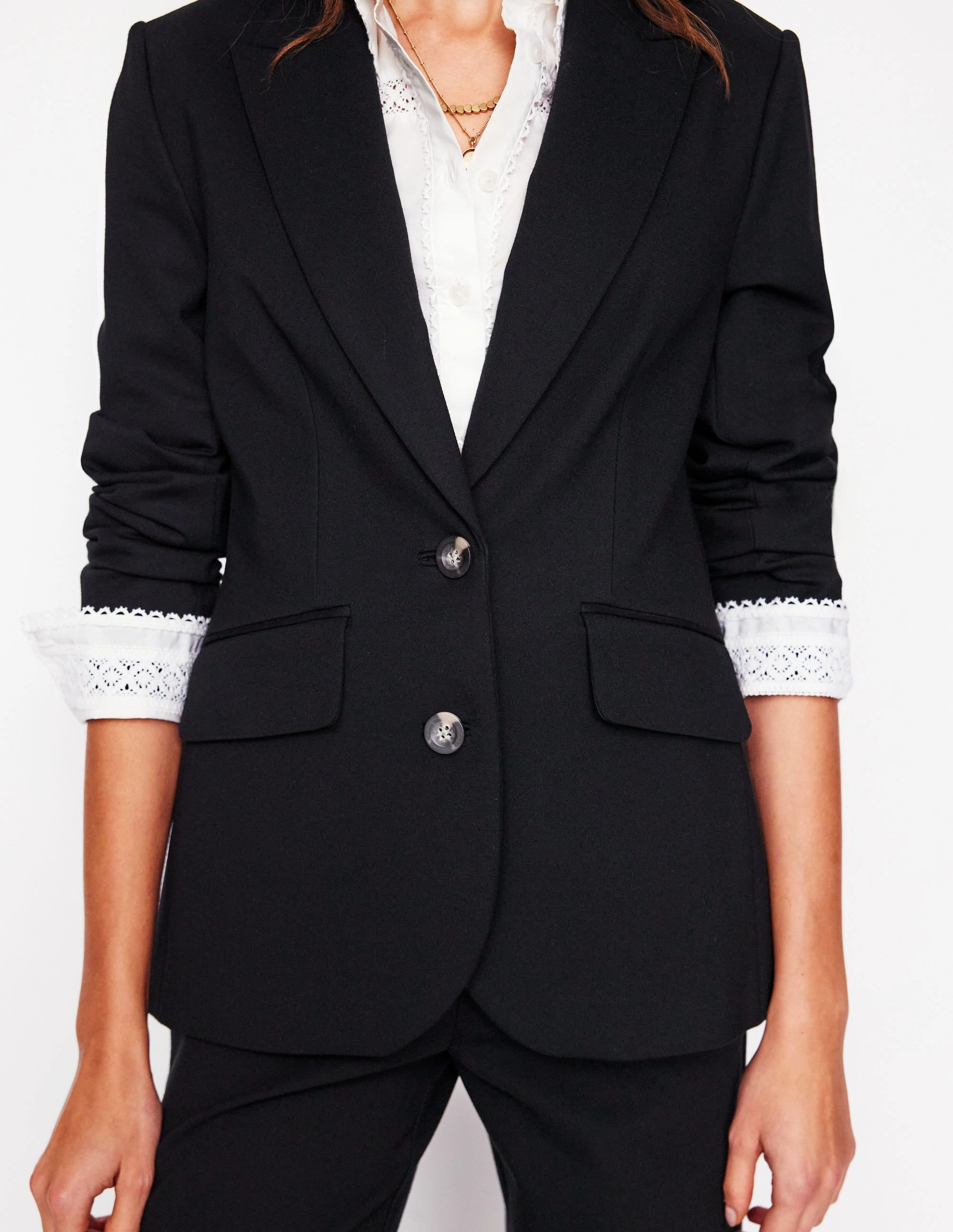 Recycled Material Blend Marylebone Ponte Blazer-Black