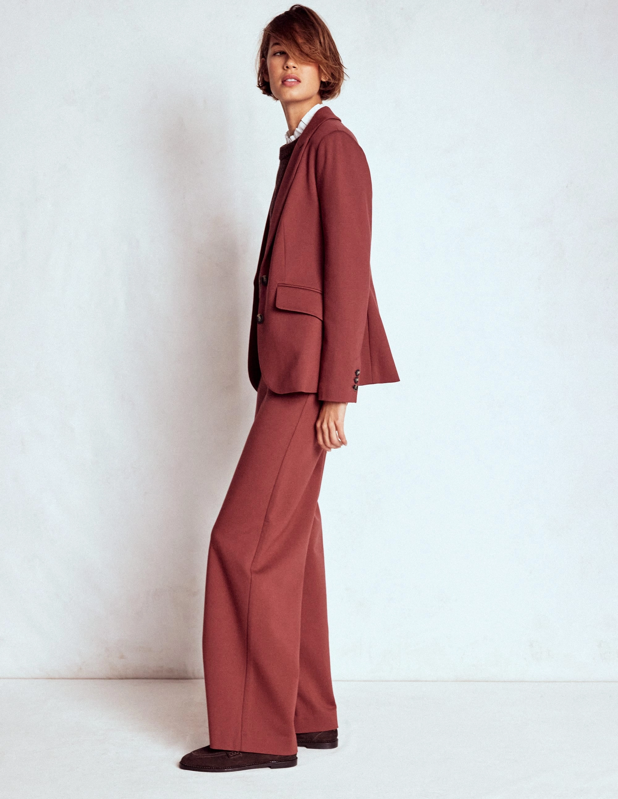 Marylebone Ponte Blazer-Chestnut Lightweight Material Fashion Use