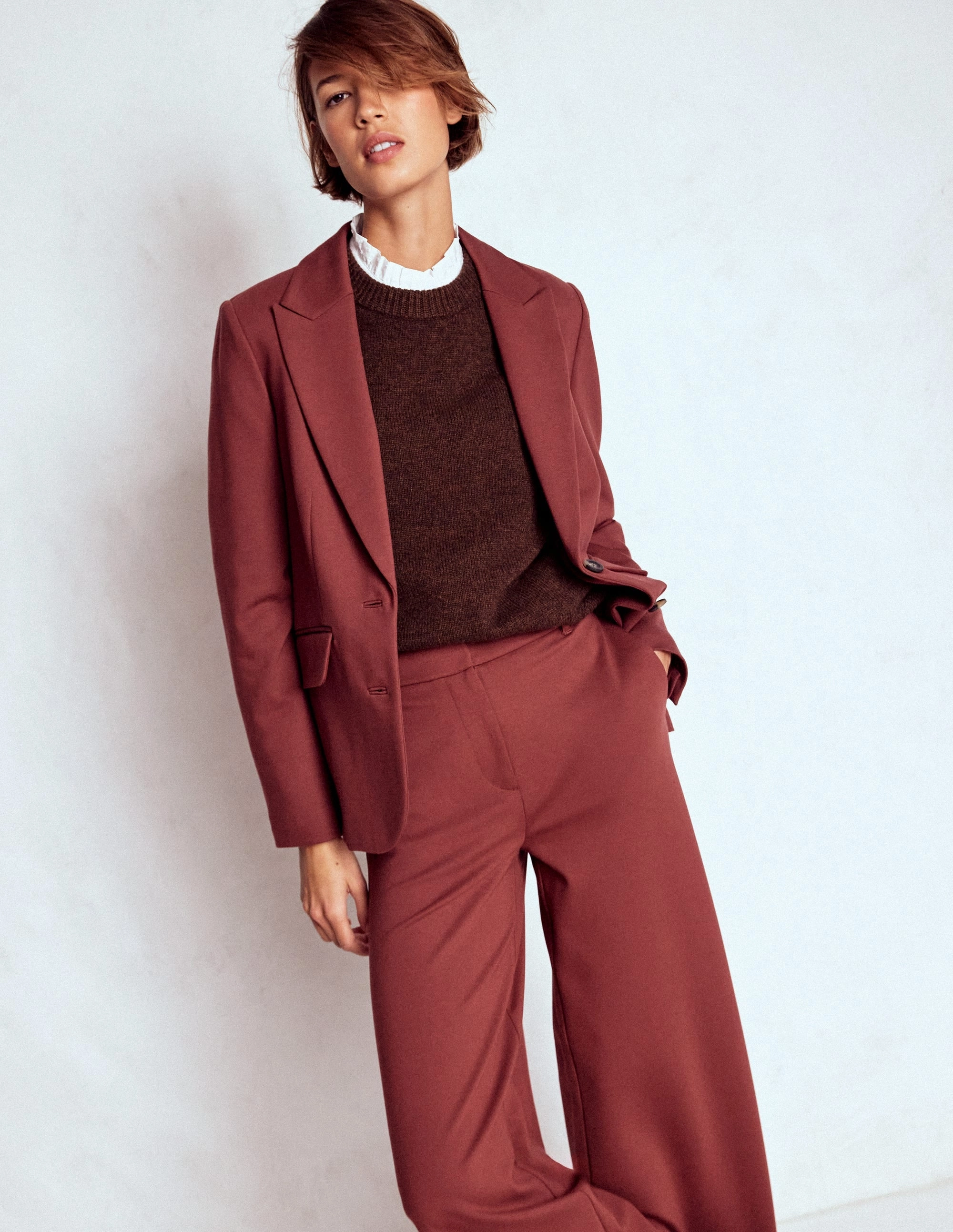 Hypoallergenic Fabric Blend Marylebone Ponte Blazer-Chestnut