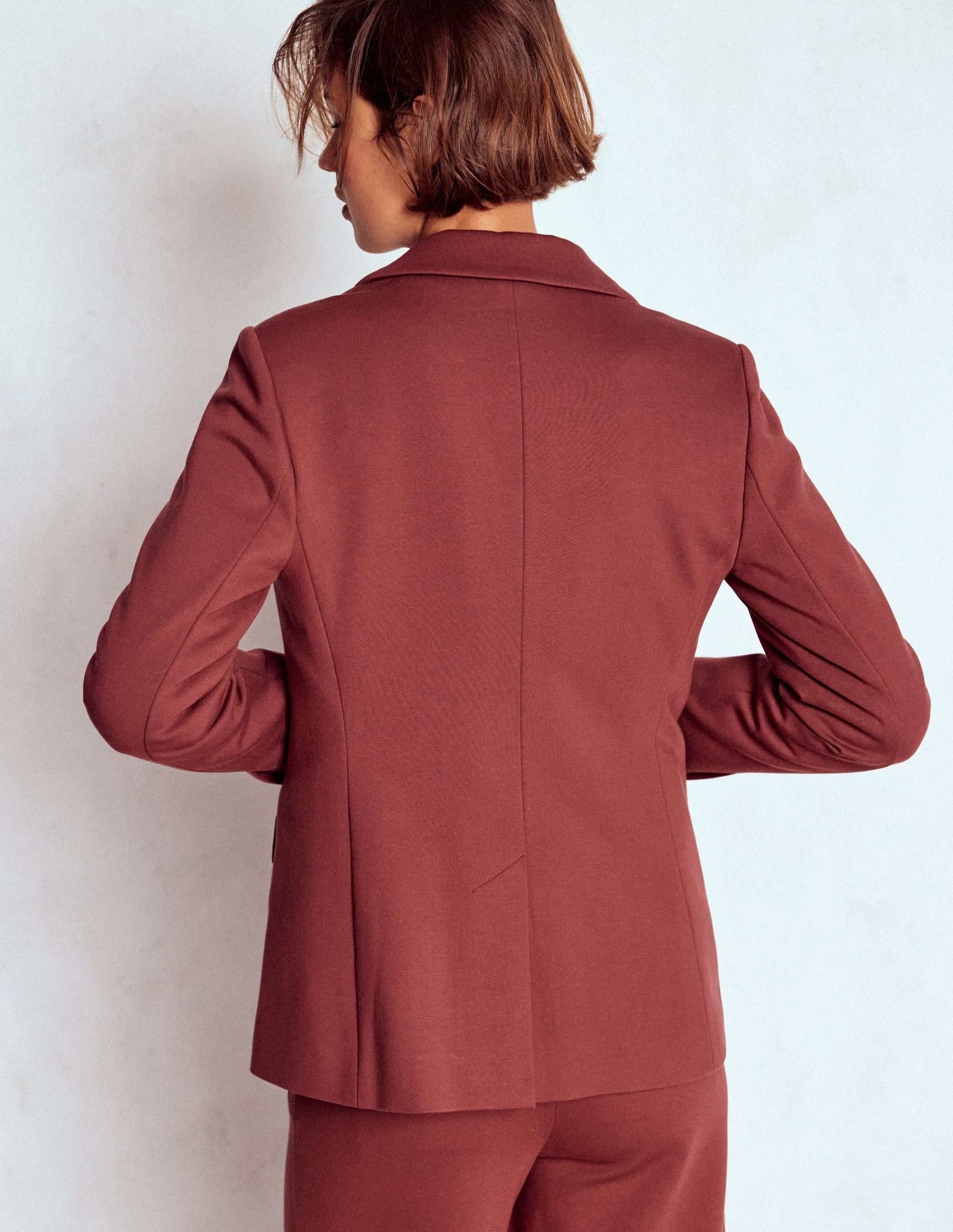 Marylebone Ponte Blazer-Chestnut Lightweight Design Fleece Lined
