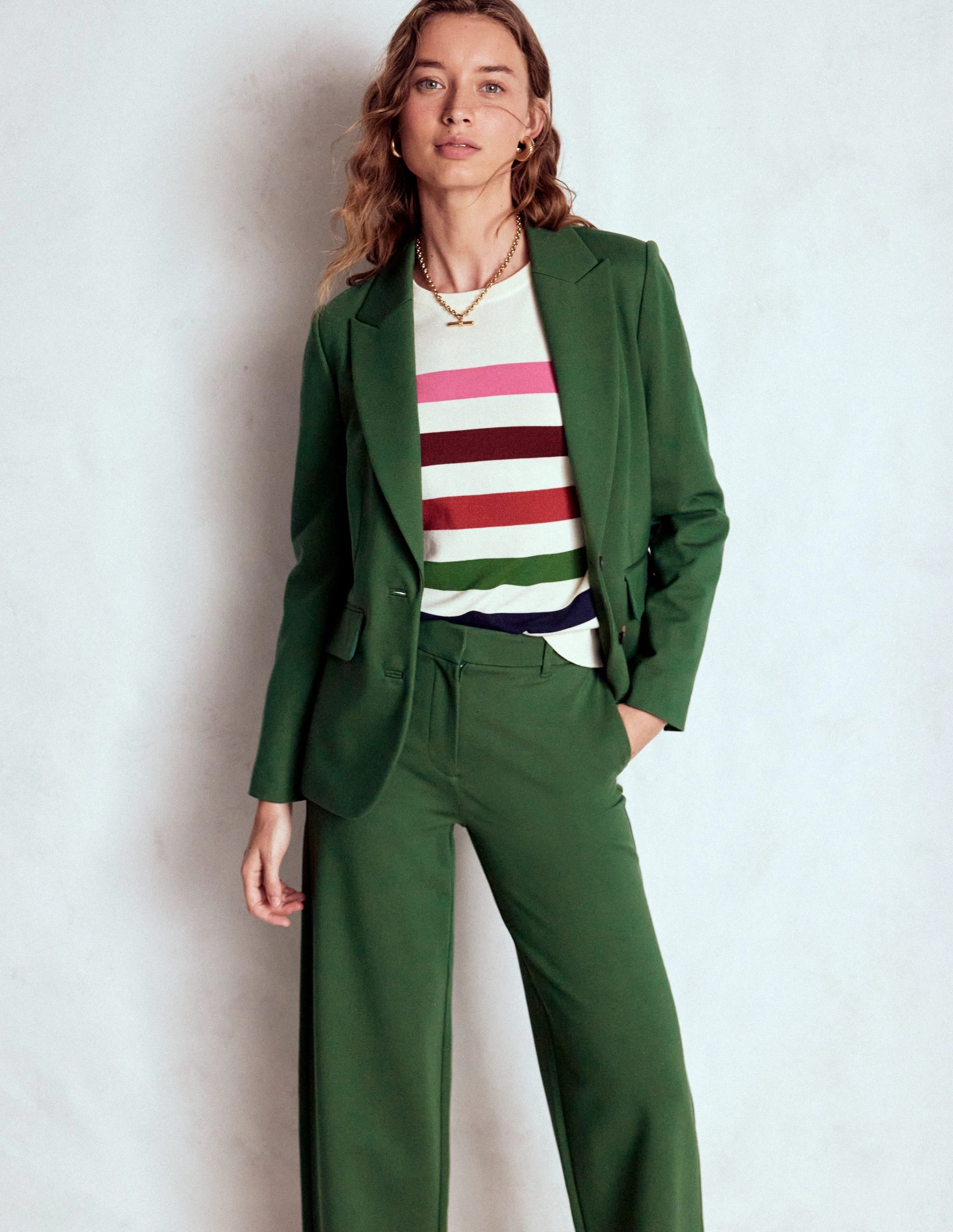 Marylebone Ponte Blazer-Hunter green Layered Insulation