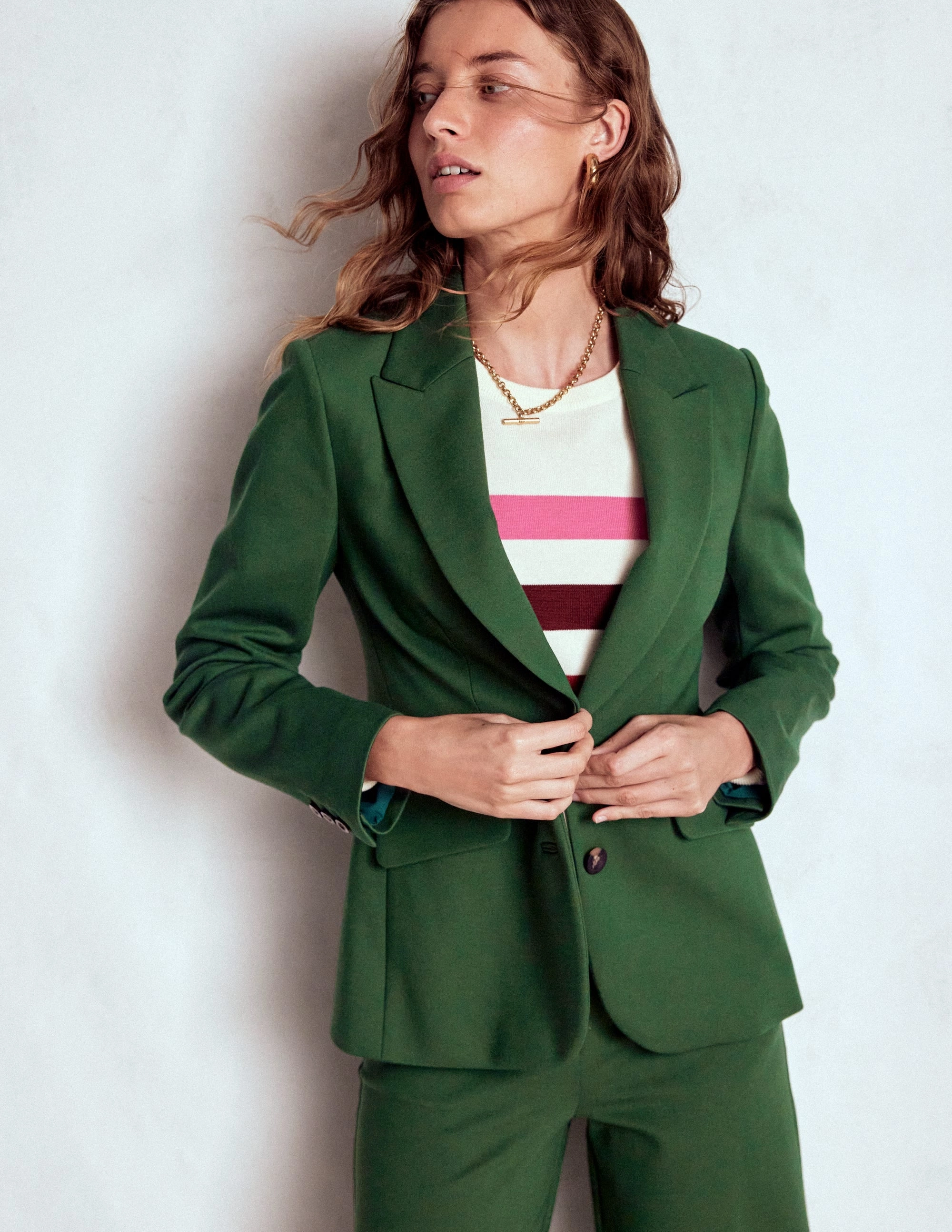 Marylebone Ponte Blazer-Hunter green VentilatedPanels TapedZippers