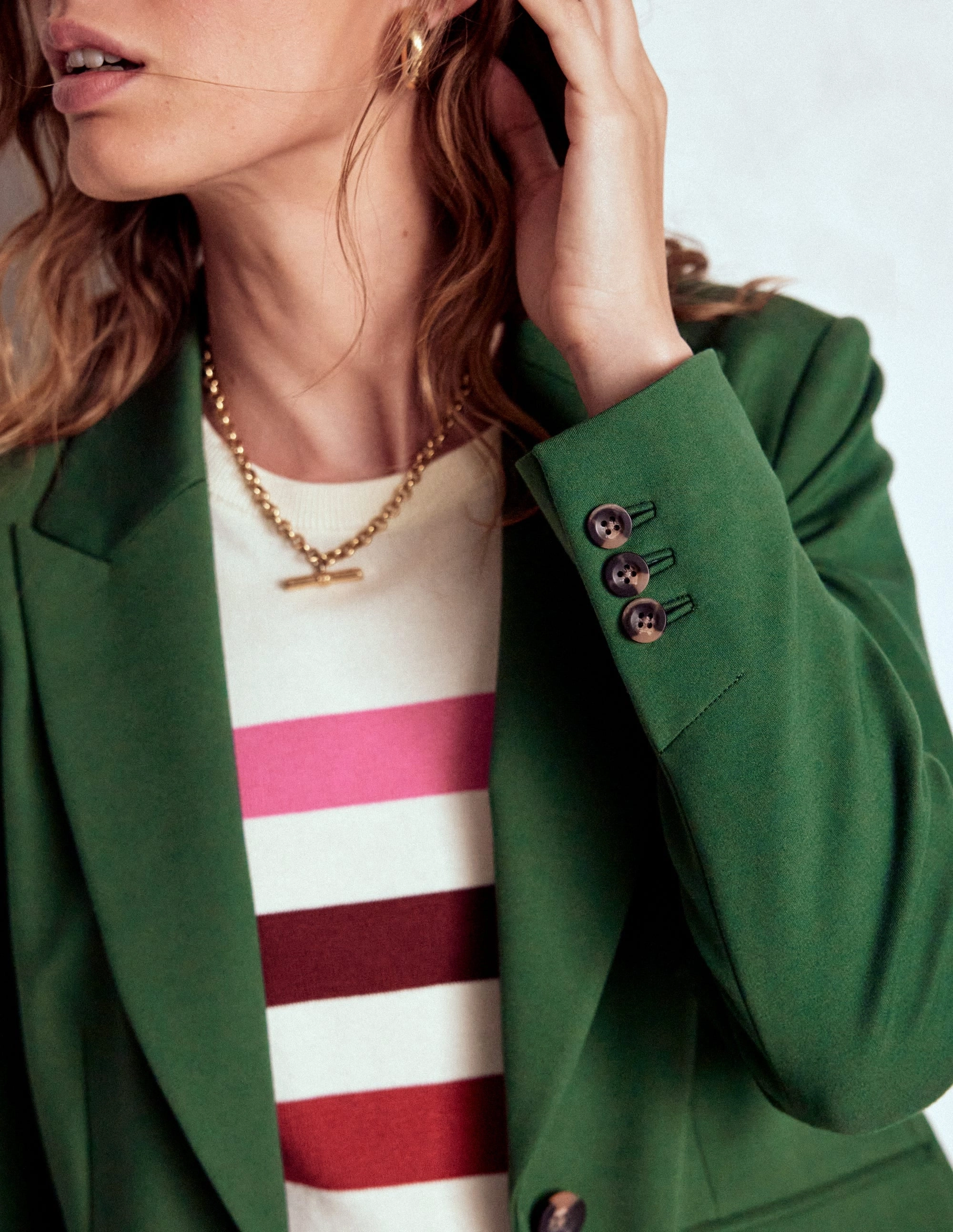 Reinforced Edging Marylebone Ponte Blazer-Hunter green