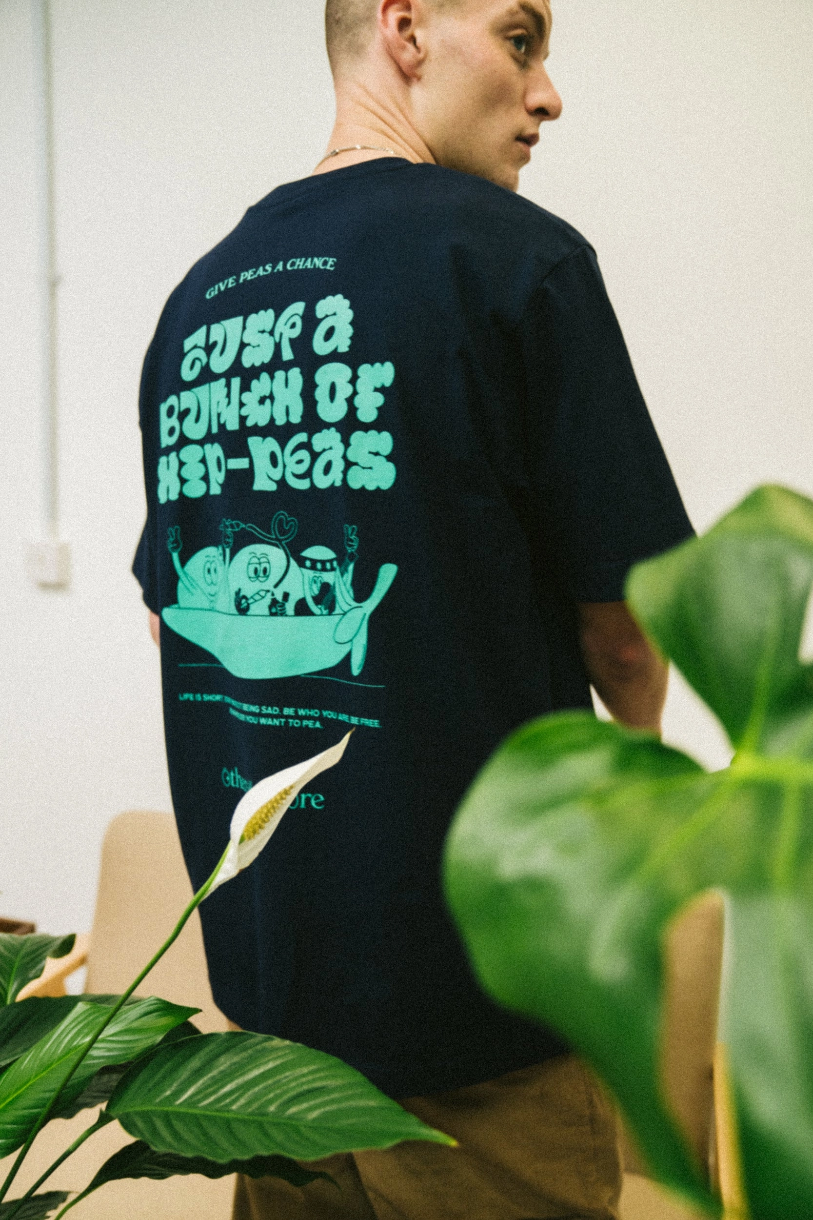 Other Side Store 'Hippeas' Organic Tee - Navy petite size Comfy Essentials