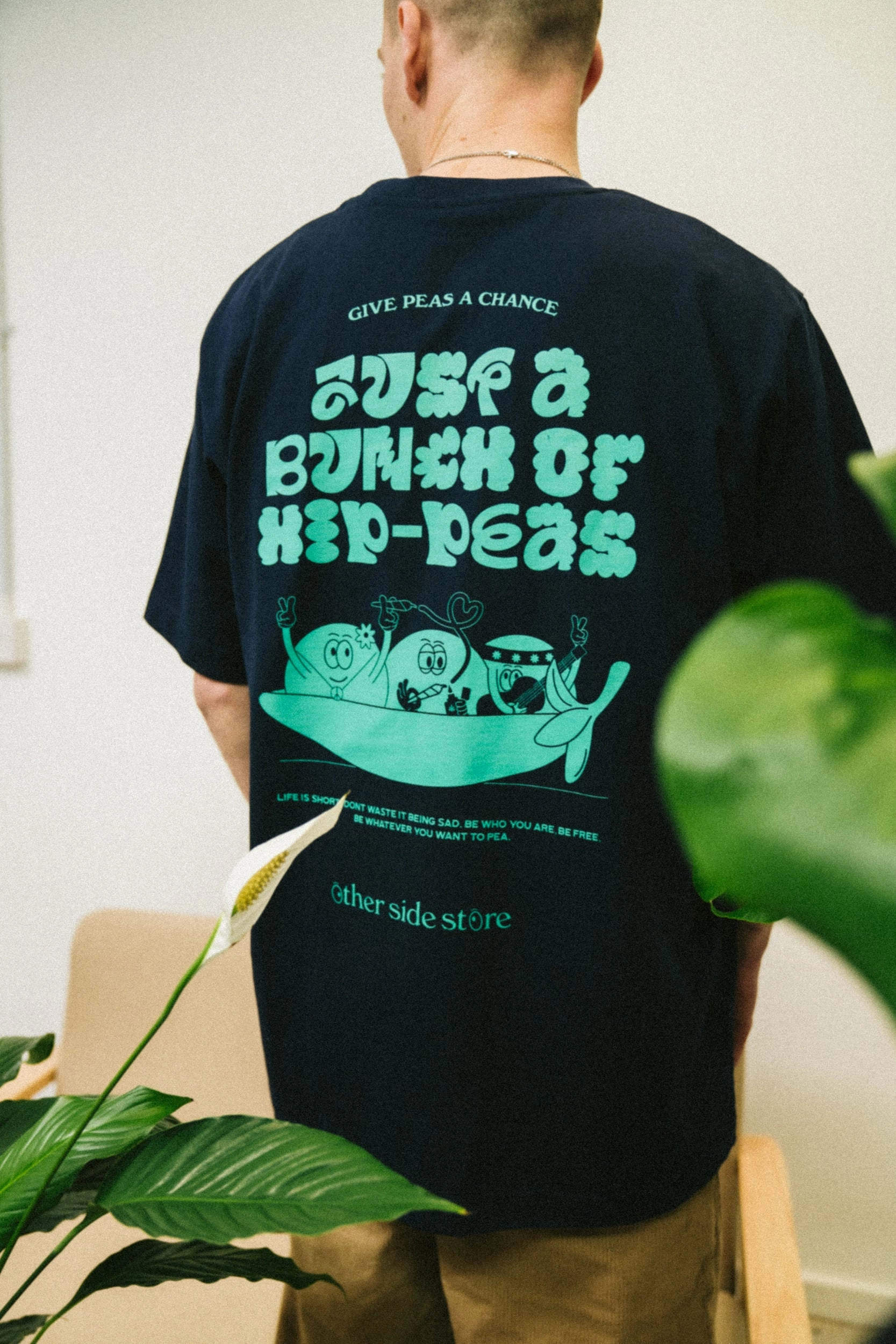Comfy Wear Other Side Store 'Hippeas' Organic Tee - Navy