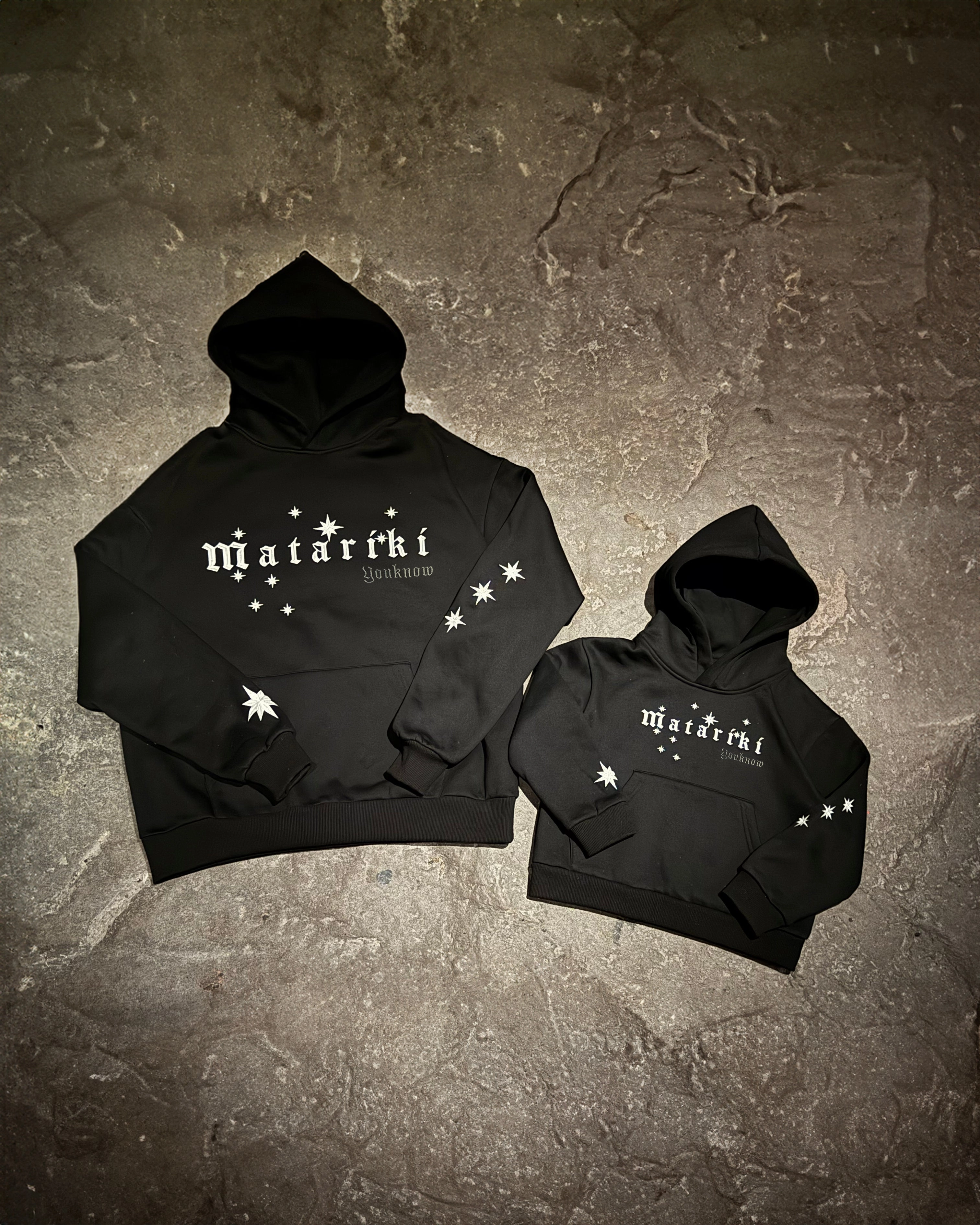 Tear Resistant Stitching Mediterranean style Matariki Hoodie | Black