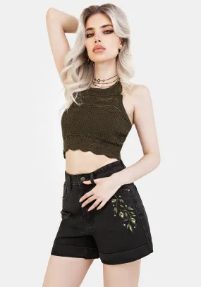 evening dress Swamplife Embroidered Denim Shorts