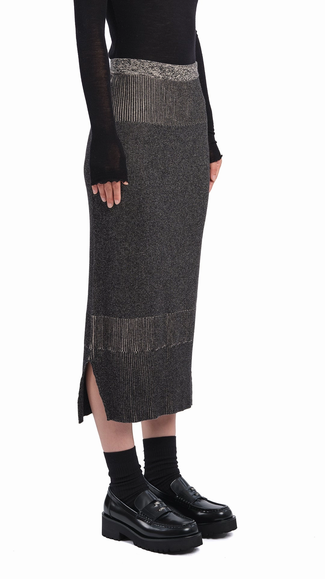Knitted Two Tone Pencil Skirt Easy Fit Classic Choice