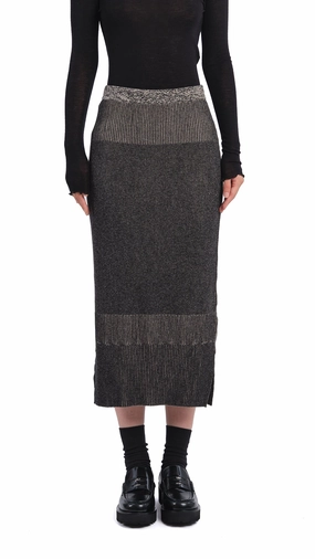 Knitted Two Tone Pencil Skirt Casual Style Lightweight Material