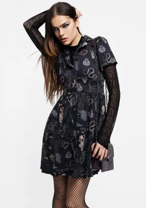 Maudeline Victoriana Print Eco-Viscose Mini Shirt Dress Soft-touch daywear