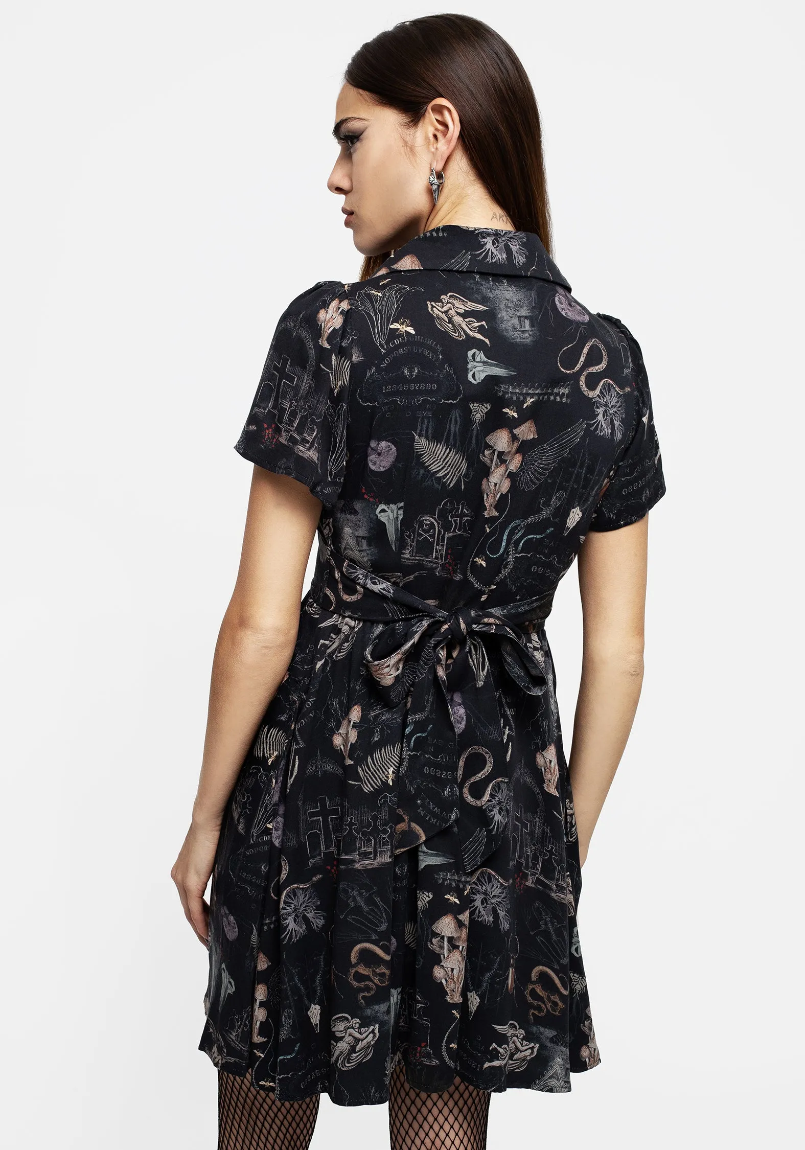 Maudeline Victoriana Print Eco-Viscose Mini Shirt Dress Timeless Piece Warm Palette