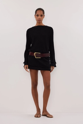 Muted Tones MAX BLACK KNIT MINI DRESS