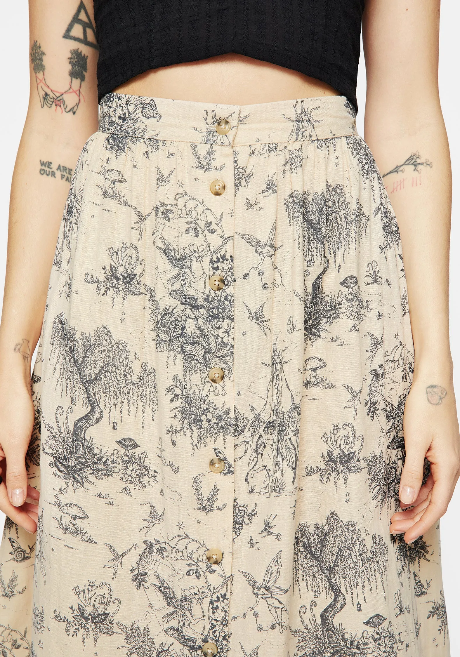Maypole Cotton Print Button Up Midaxi Skirt Reinforced Hems Handmade Item