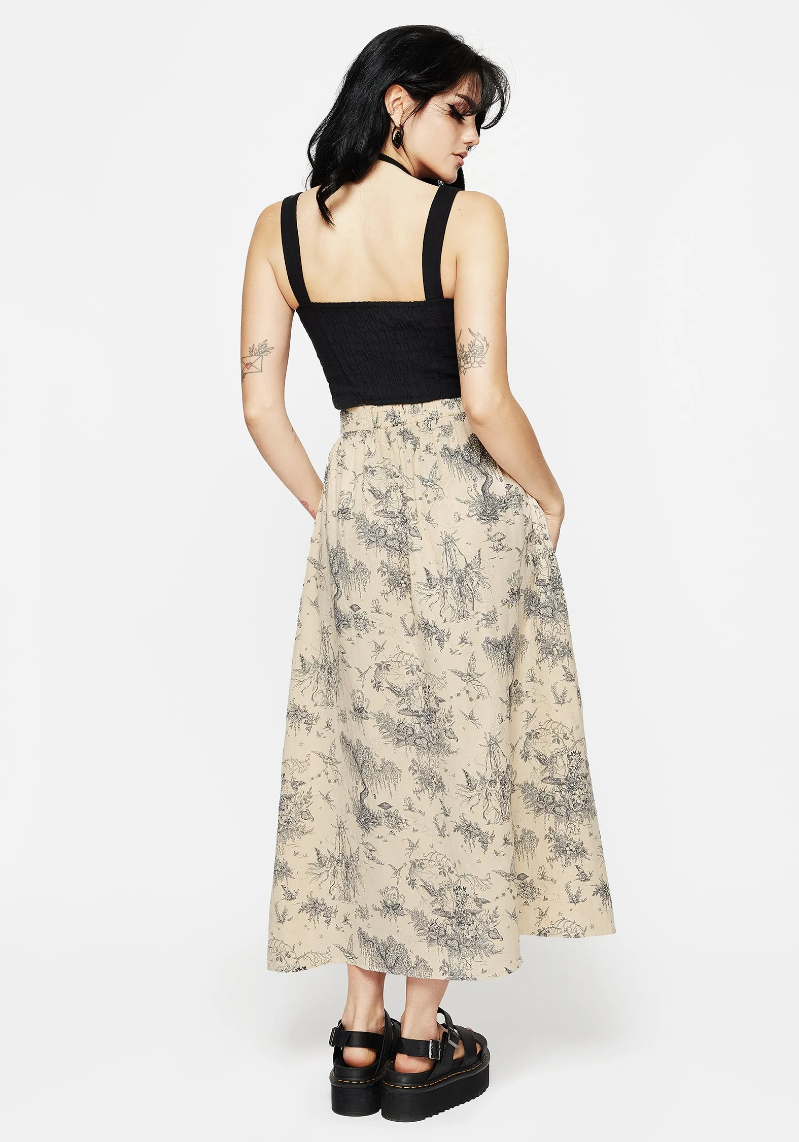 Maypole Cotton Print Button Up Midaxi Skirt Outfit Lookbook Natural Look