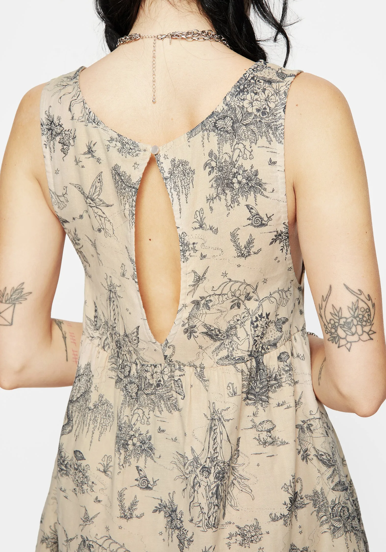 Simple Ease Smart Texture Maypole Cotton Print Mini Smock Dress