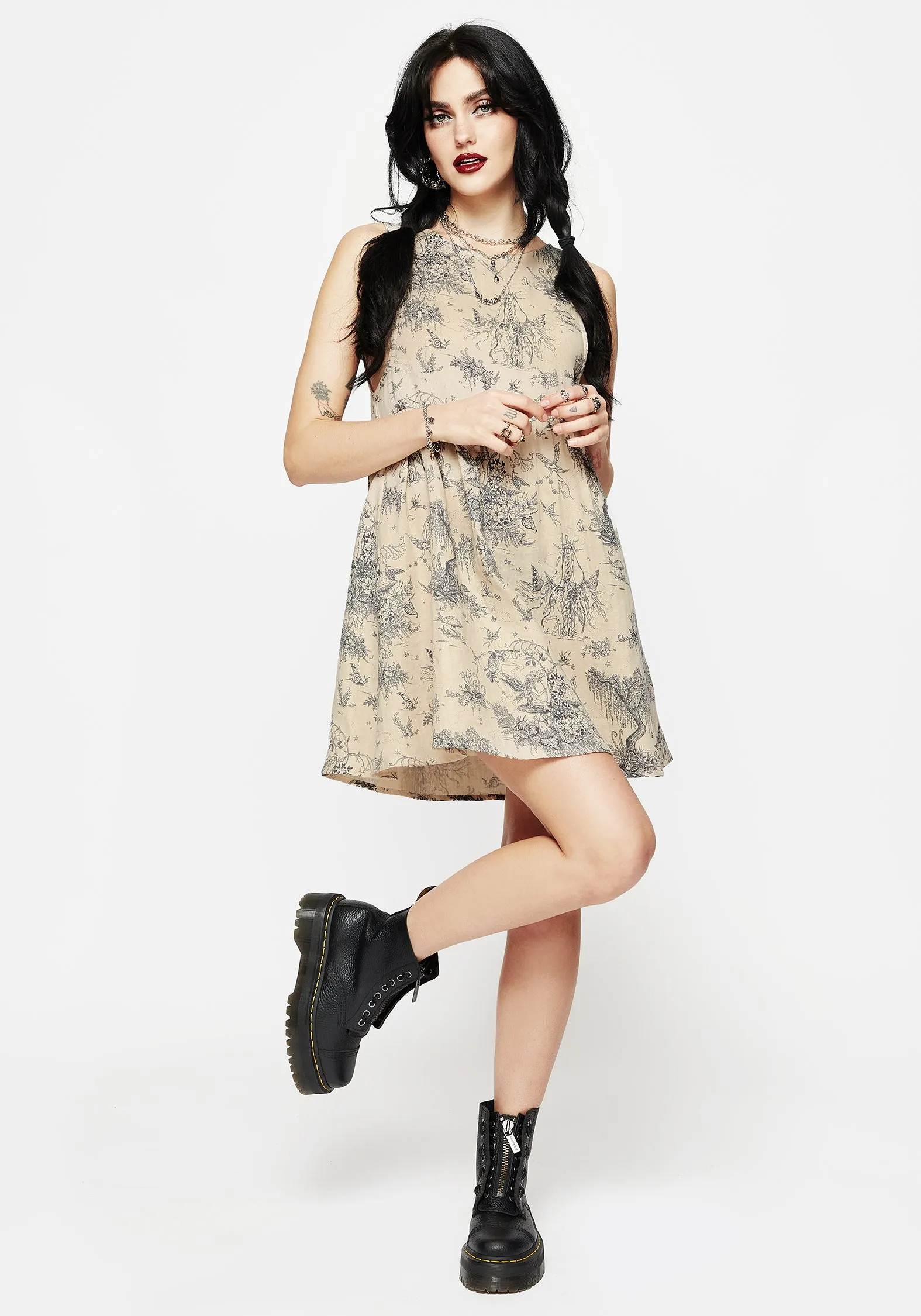 Effortless Piece Maypole Cotton Print Mini Smock Dress