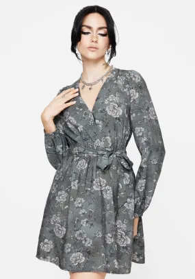 Meadow Floral Serpent Print Mini Wrap Dress Neutral Look Chic Comfort Wear