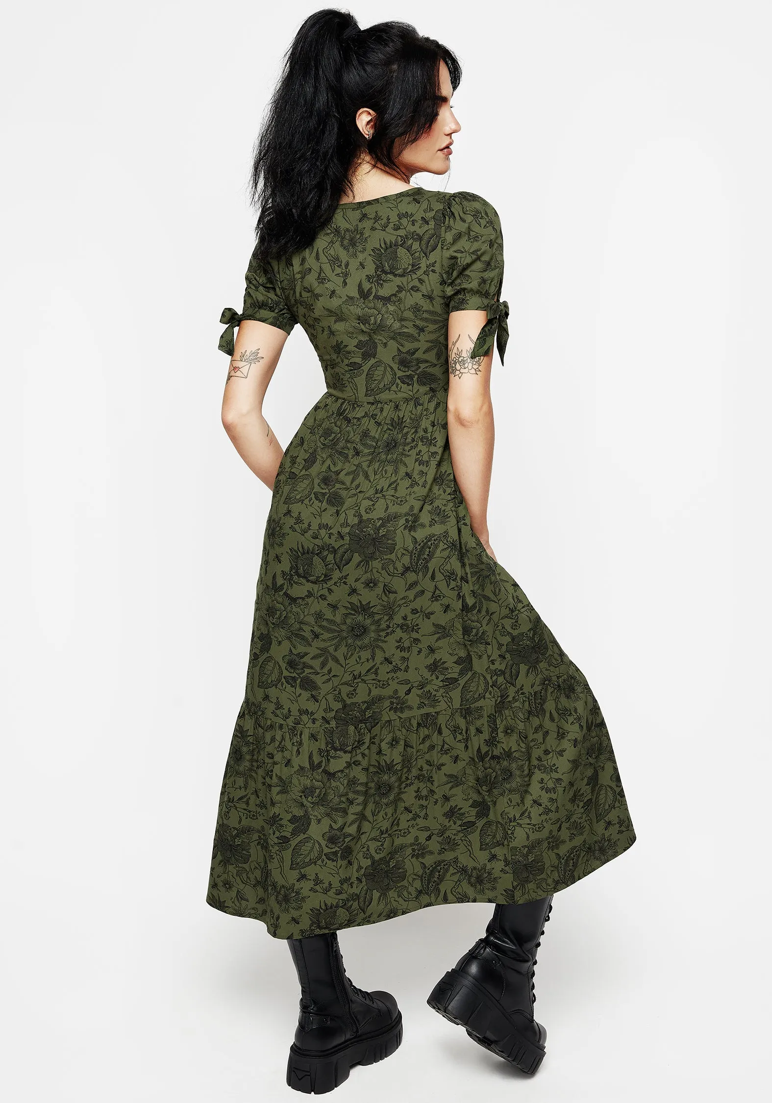 Graduation-Event Meadowflowers Floral Print Button Up Tiered Midaxi Dress