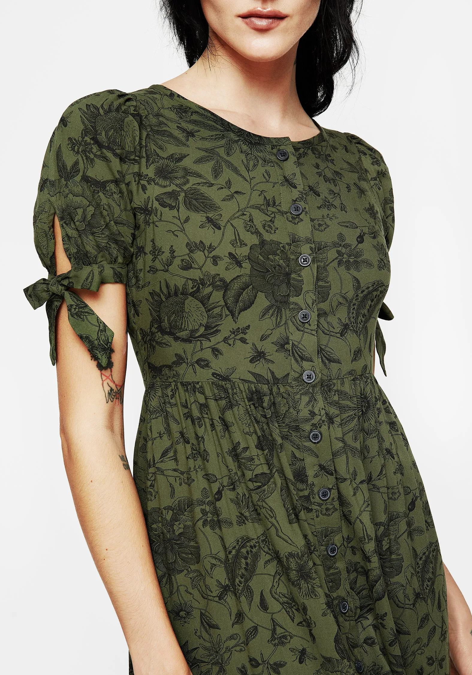 Meadowflowers Floral Print Button Up Tiered Midaxi Dress Flow Friendly