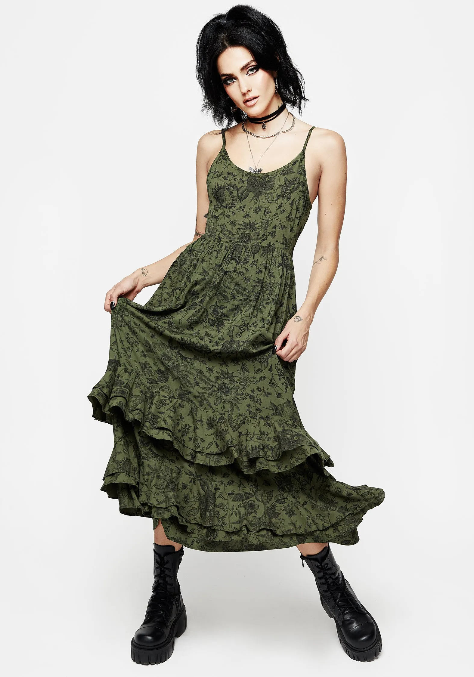 Luxe Mood Meadowflowers Floral Print Tiered Midaxi Cami Dress