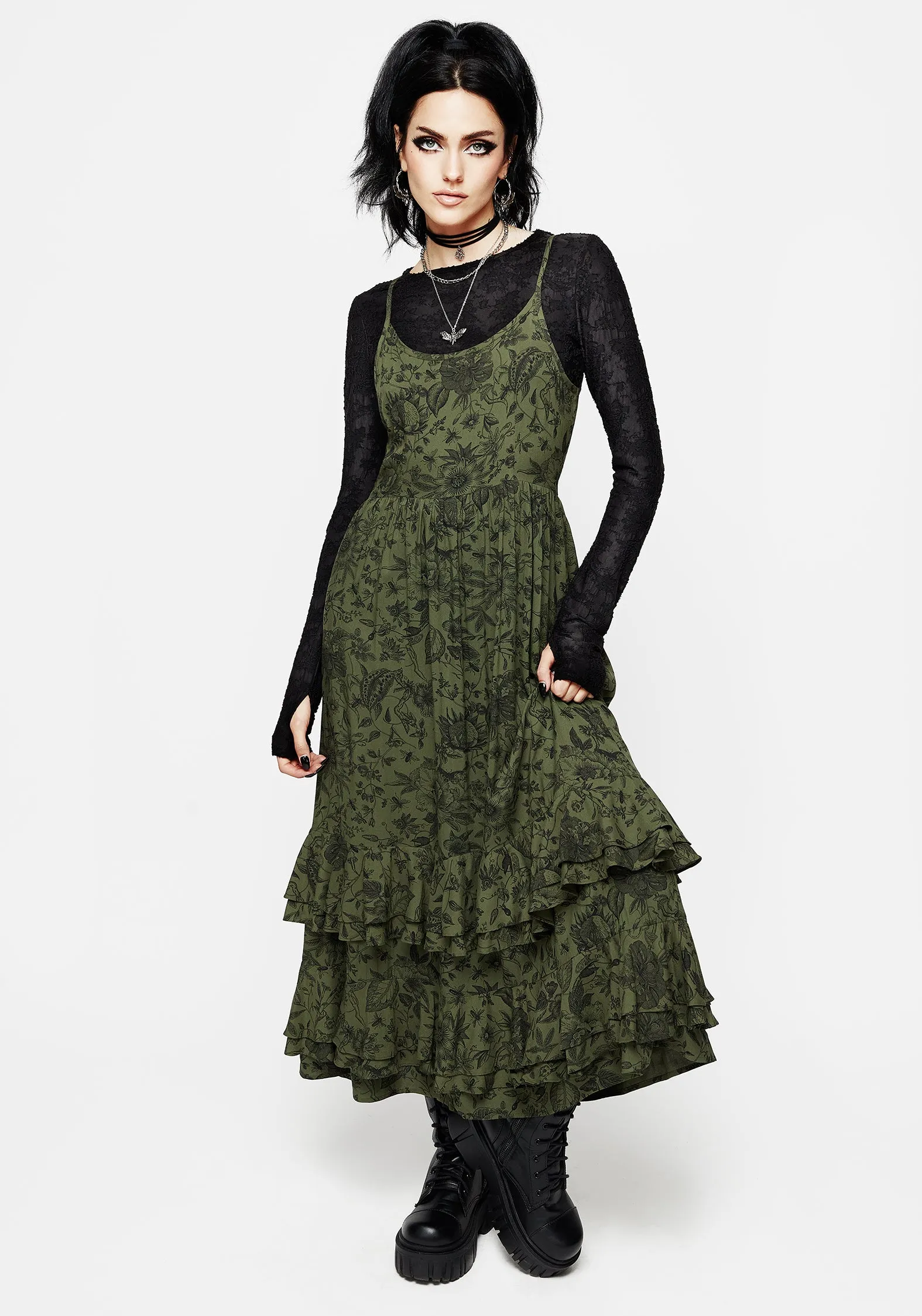 Meadowflowers Floral Print Tiered Midaxi Cami Dress Happy Fit Relaxed Finish
