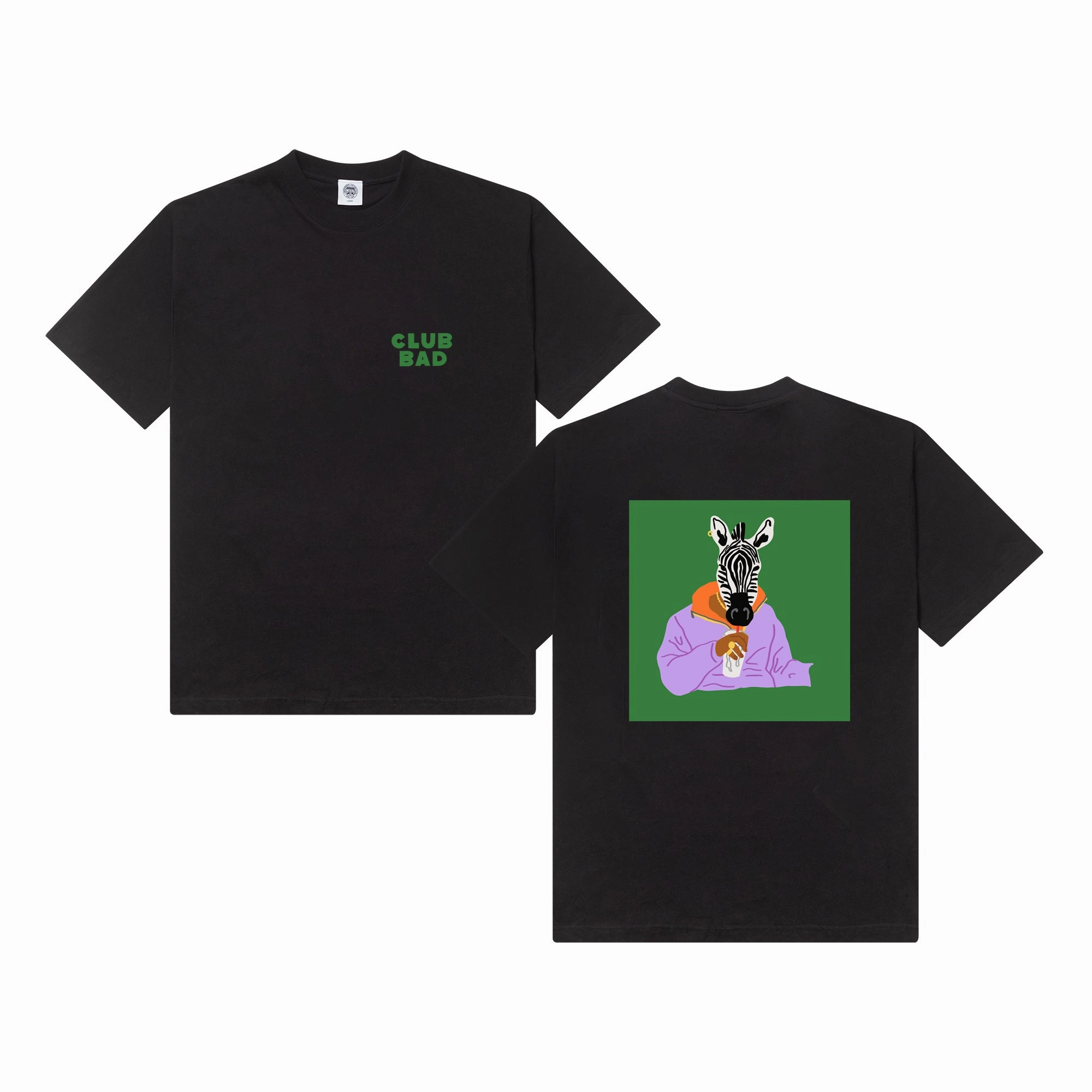 Active Lifestyle Quick-Dry Fabric Mel?? x Club Bad 'Afters Zebra' Tee - Black