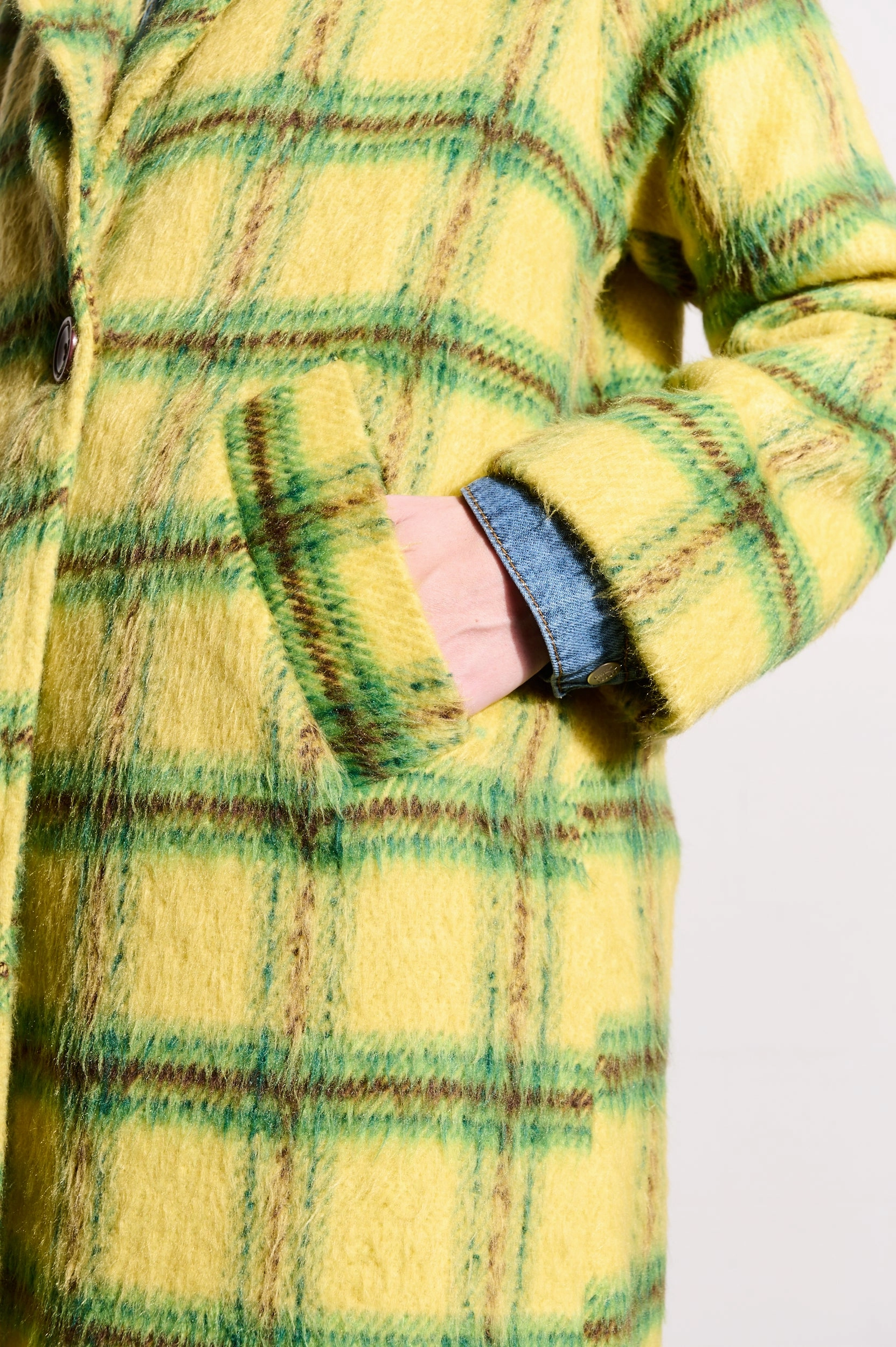 Ergonomic Shoulder Fit Melton Coat in Acid Check