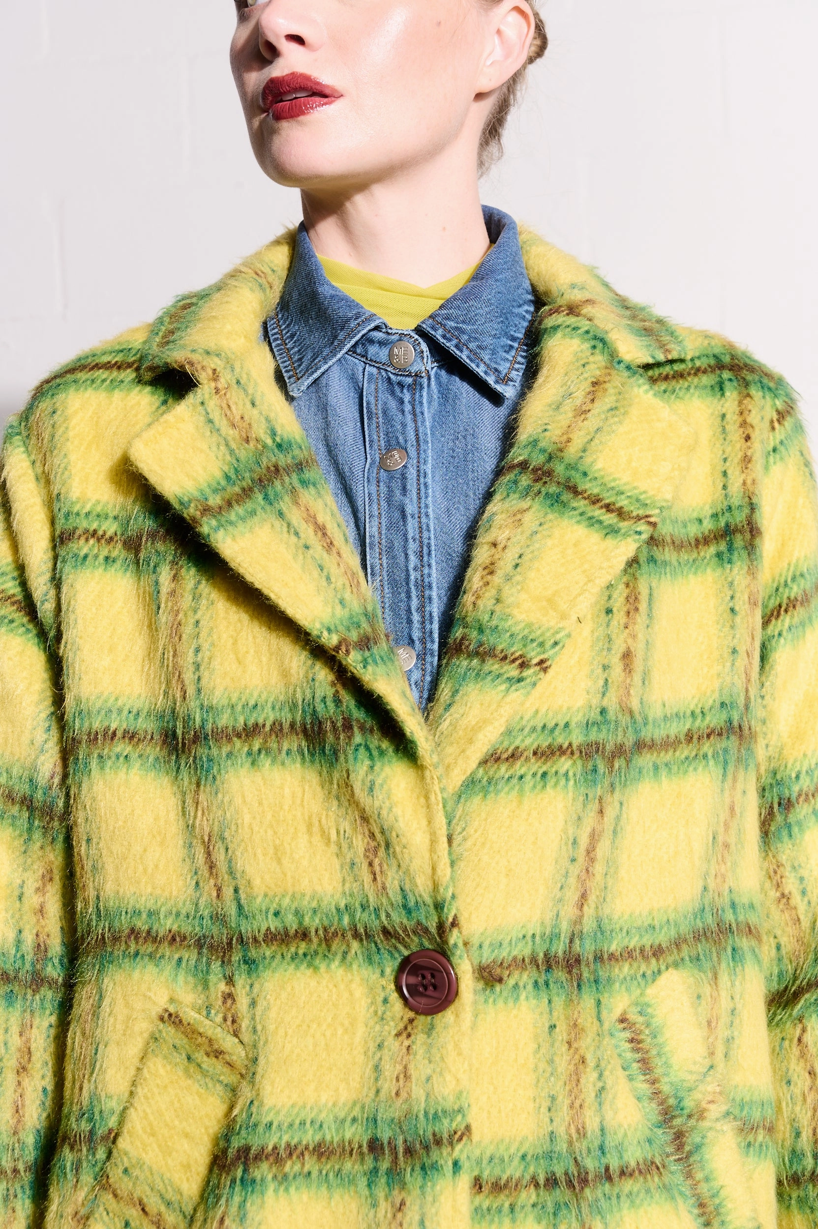 Melton Coat in Acid Check Weather Fit Wrinkle Resistant